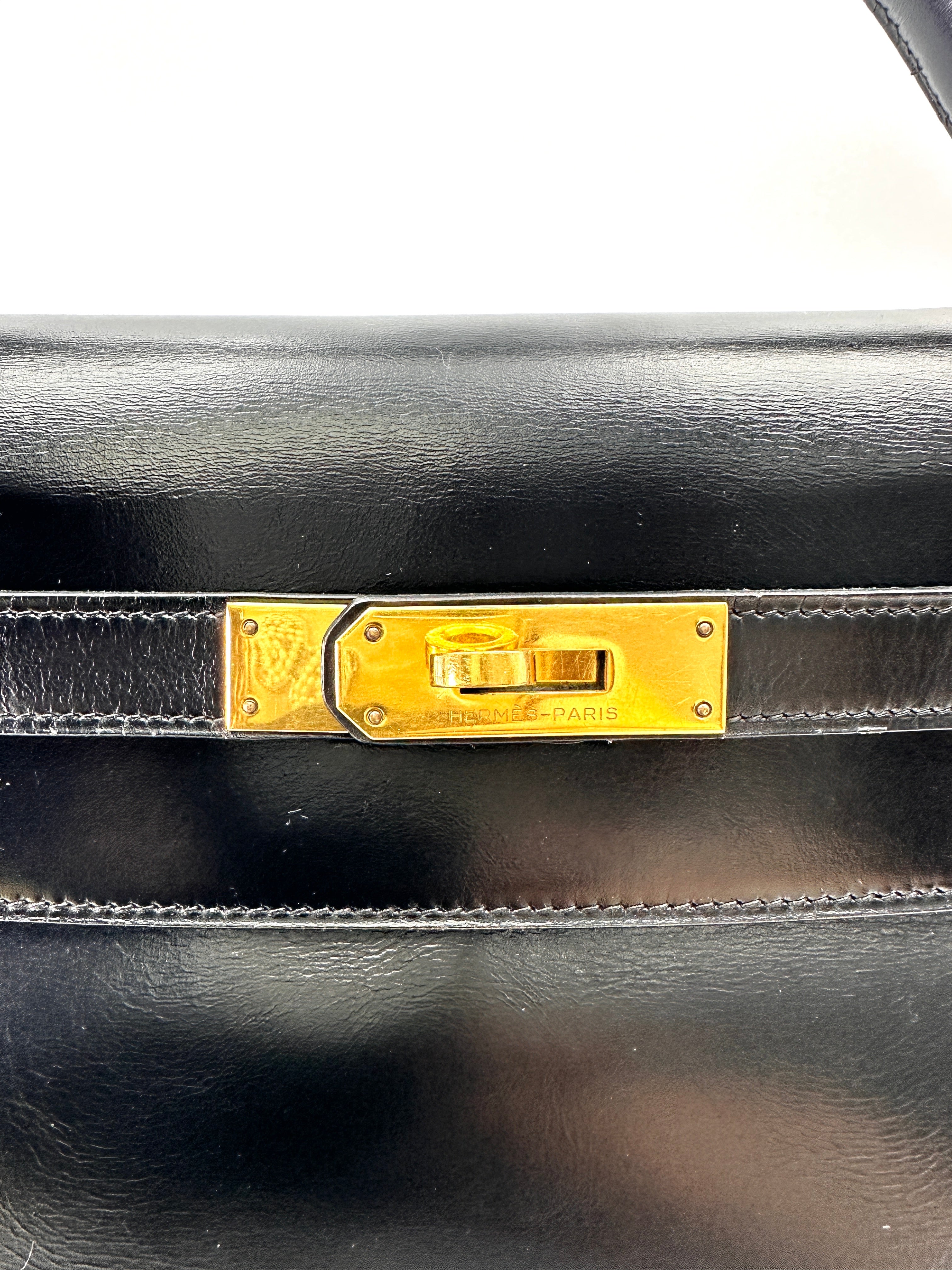 Hermès Vintage Noir Box Calfskin Kelly 32 GHW