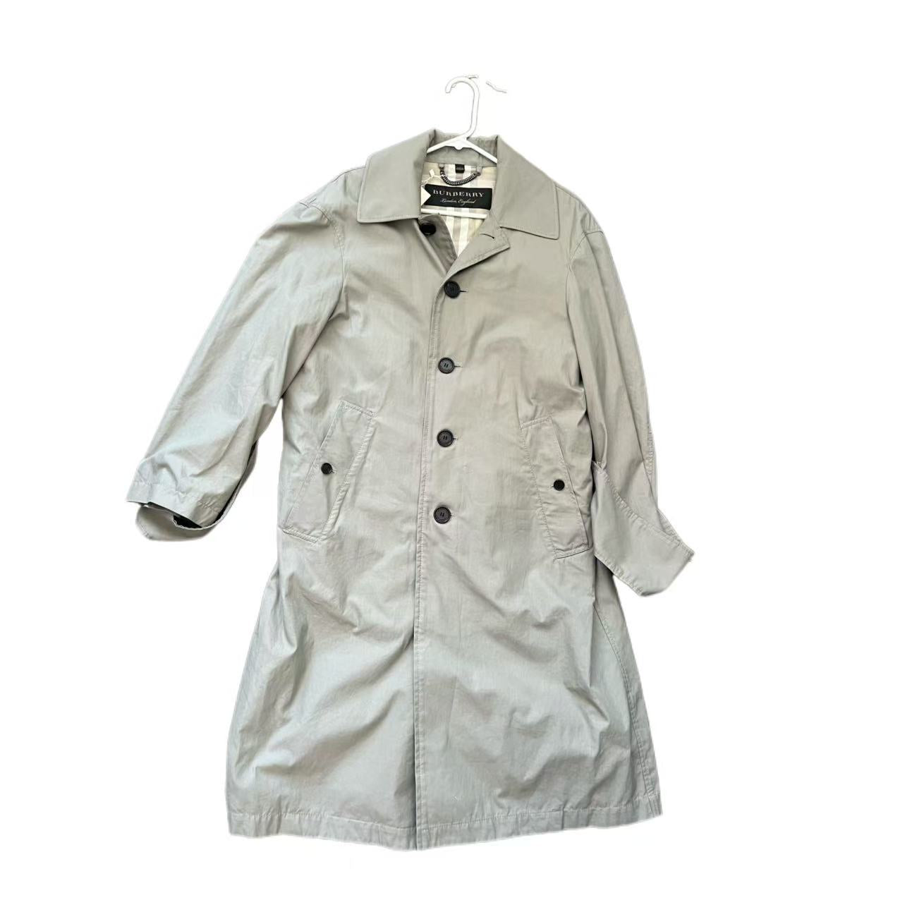 Burberry Beige Cotton Trench Coat With Button Closure & Belted Back