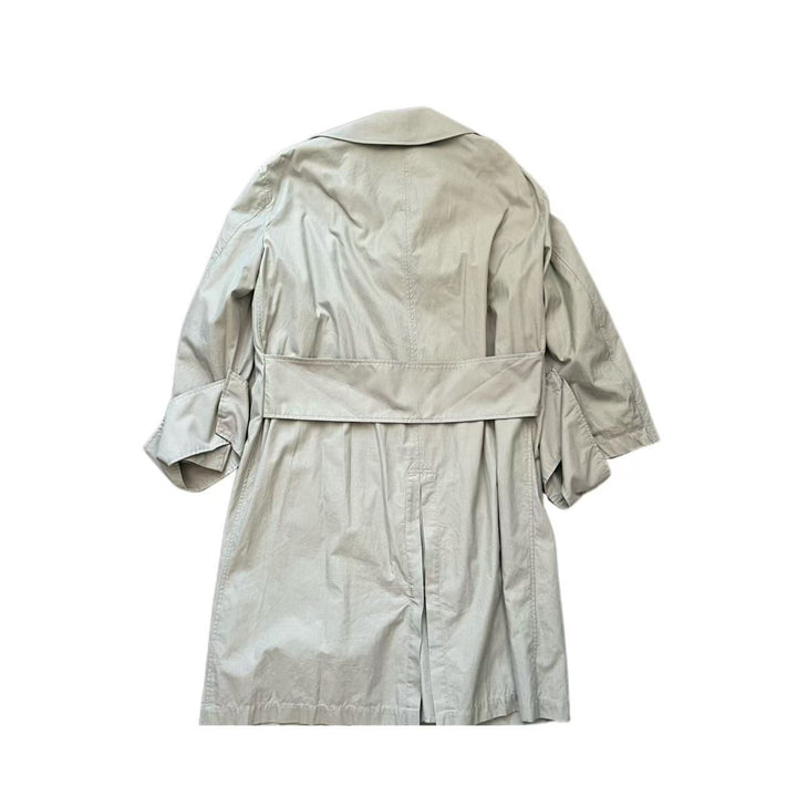 Burberry Beige Cotton Trench Coat With Button Closure & Belted Back