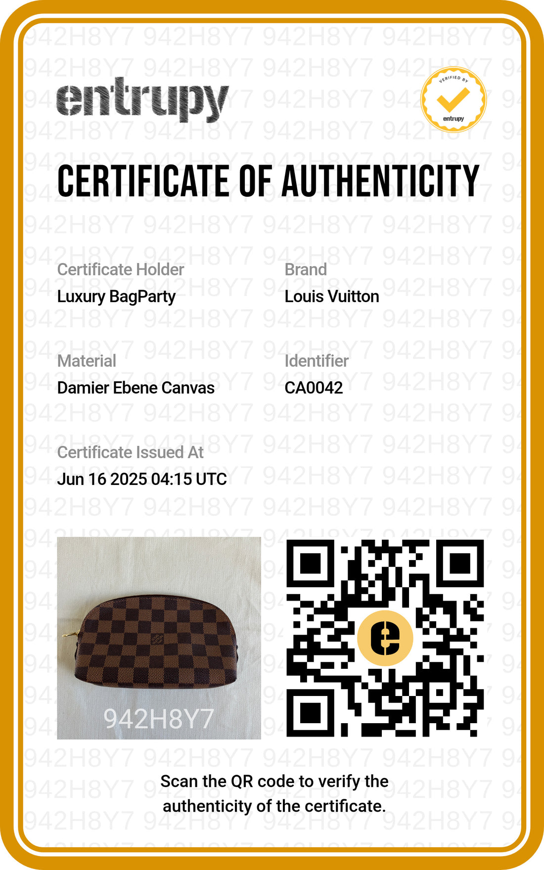 Louis Vuitton Damier Ebene Cosmetic Pouch