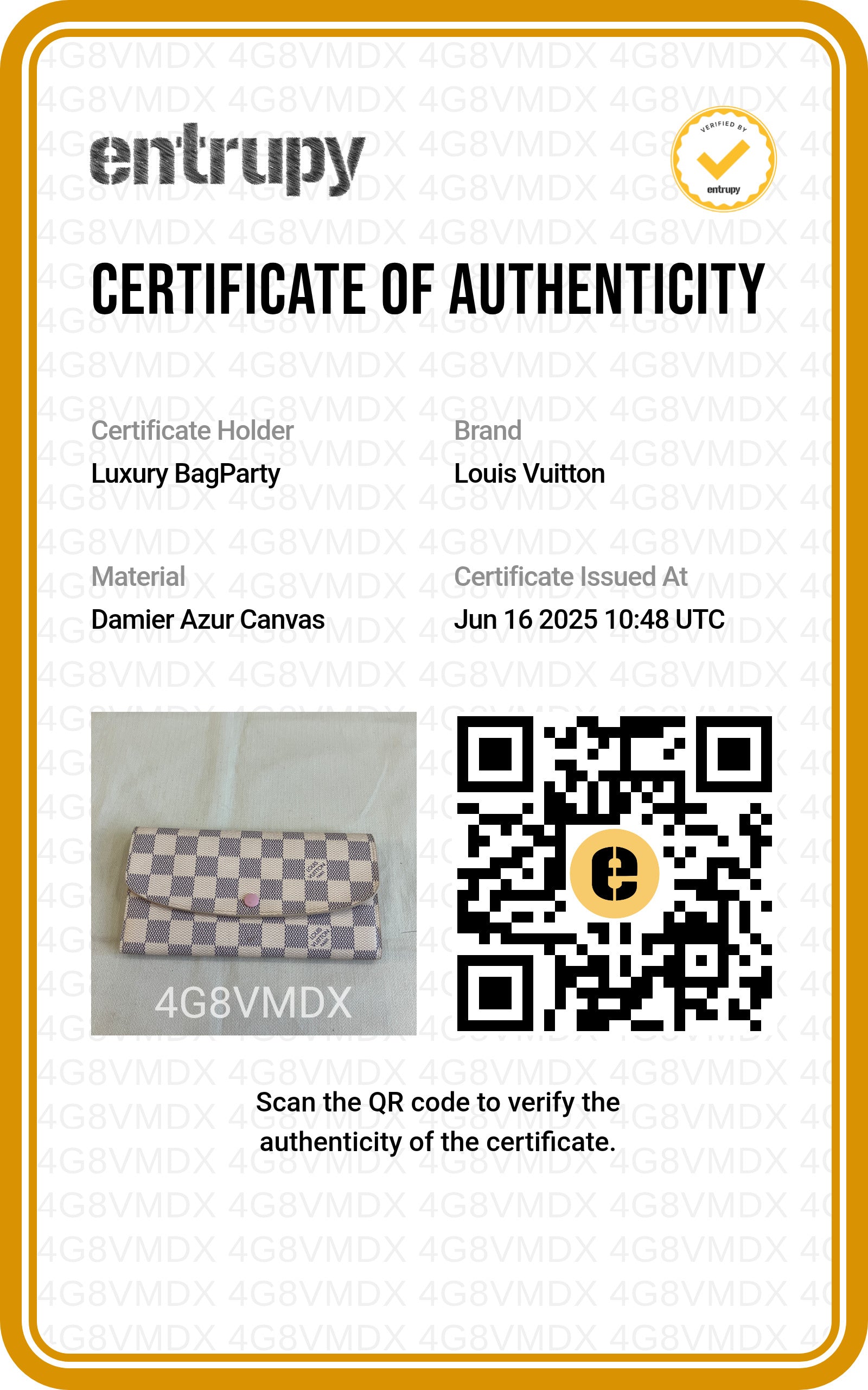 Louis Vuitton Emilie Wallet Damier Azur Canvas