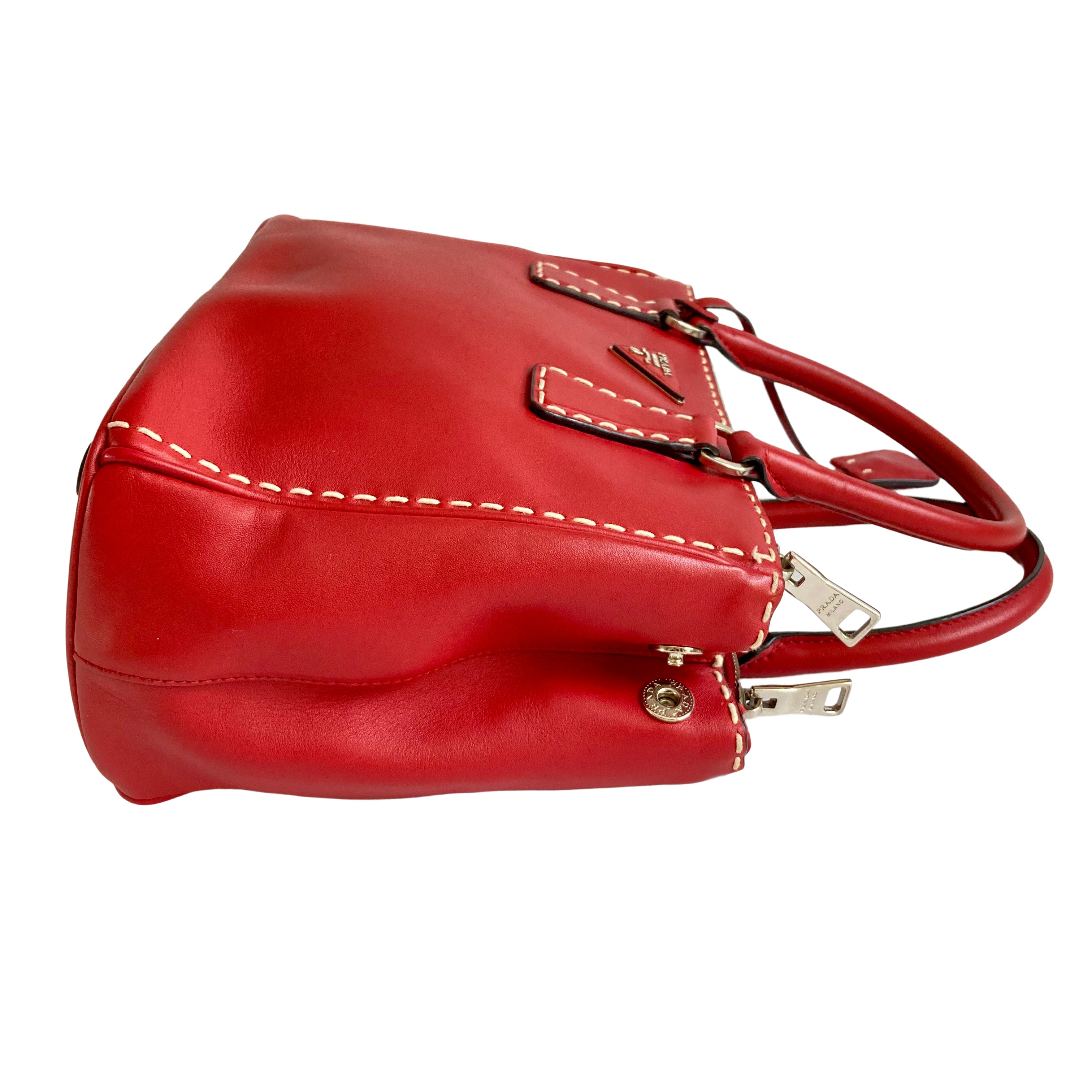 Louis Vuitton Alma PM Red with White Contrast Stitching