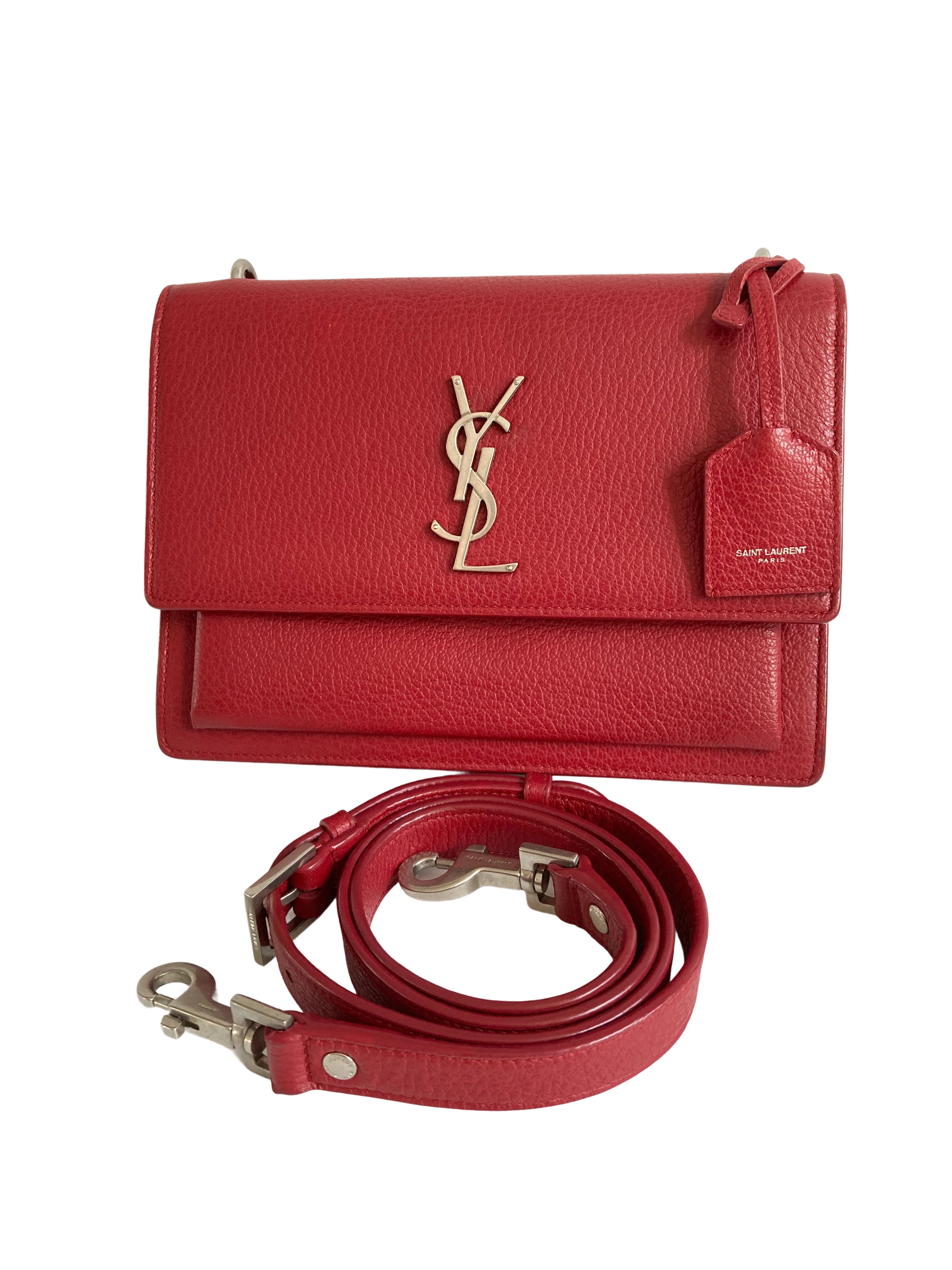 YSL Saint Laurent Sunset Crossbody Bag Red