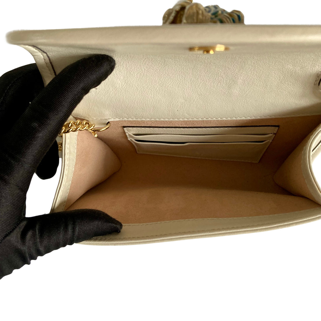 Gucci Vintage Web Stripe Tiger Head Chain Shoulder Bag