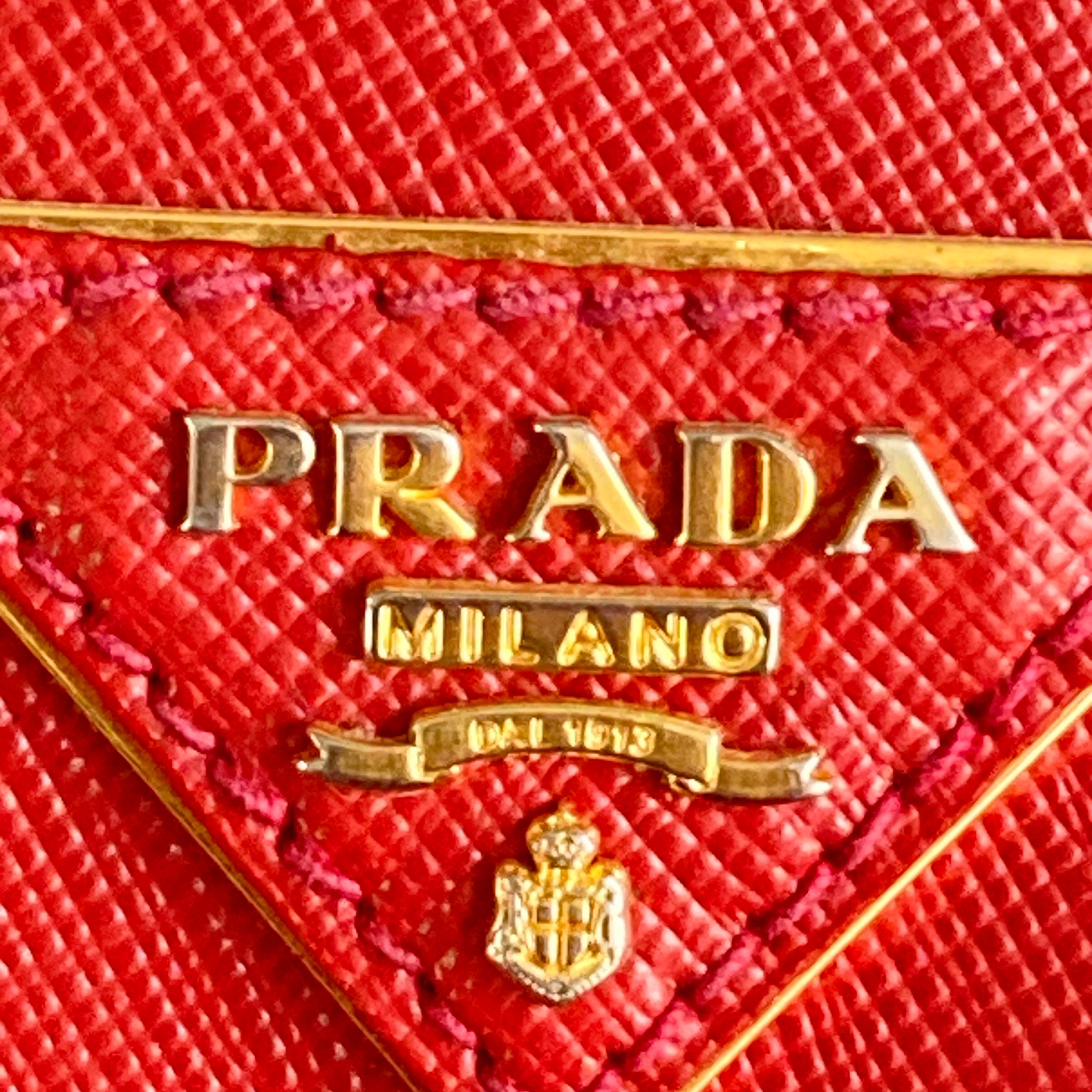 Prada Saffiano Lux Double Zip Tote Bag