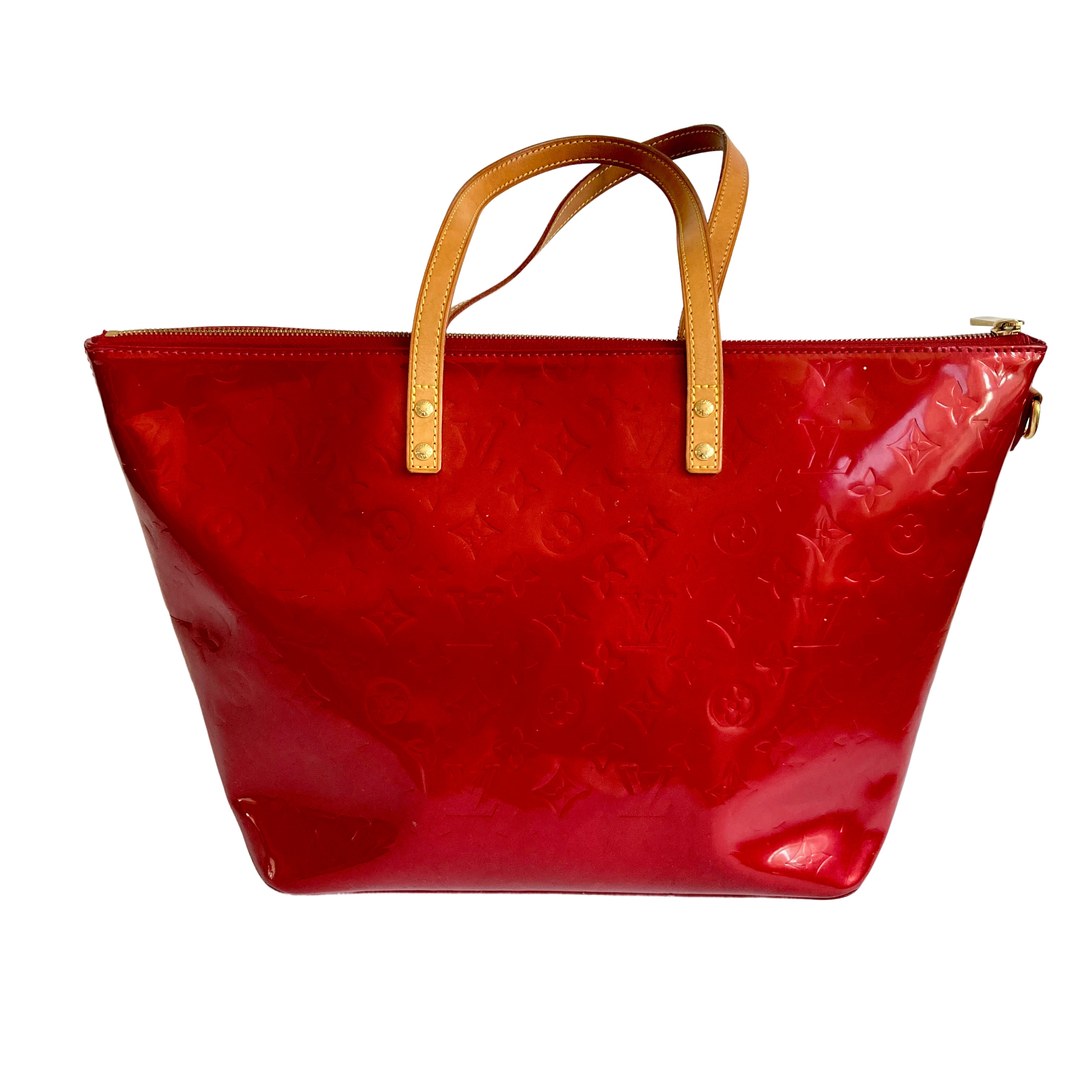 Louis Vuitton Monogram Vernis Leather Tote Red
