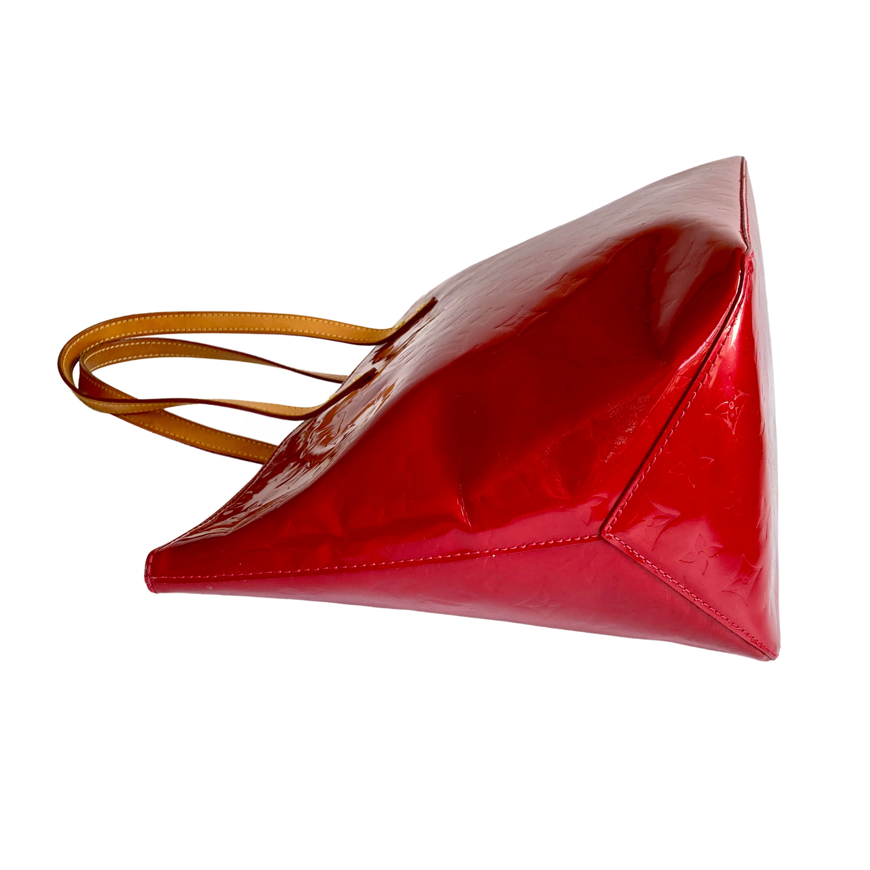 Louis Vuitton Monogram Vernis Leather Tote Red