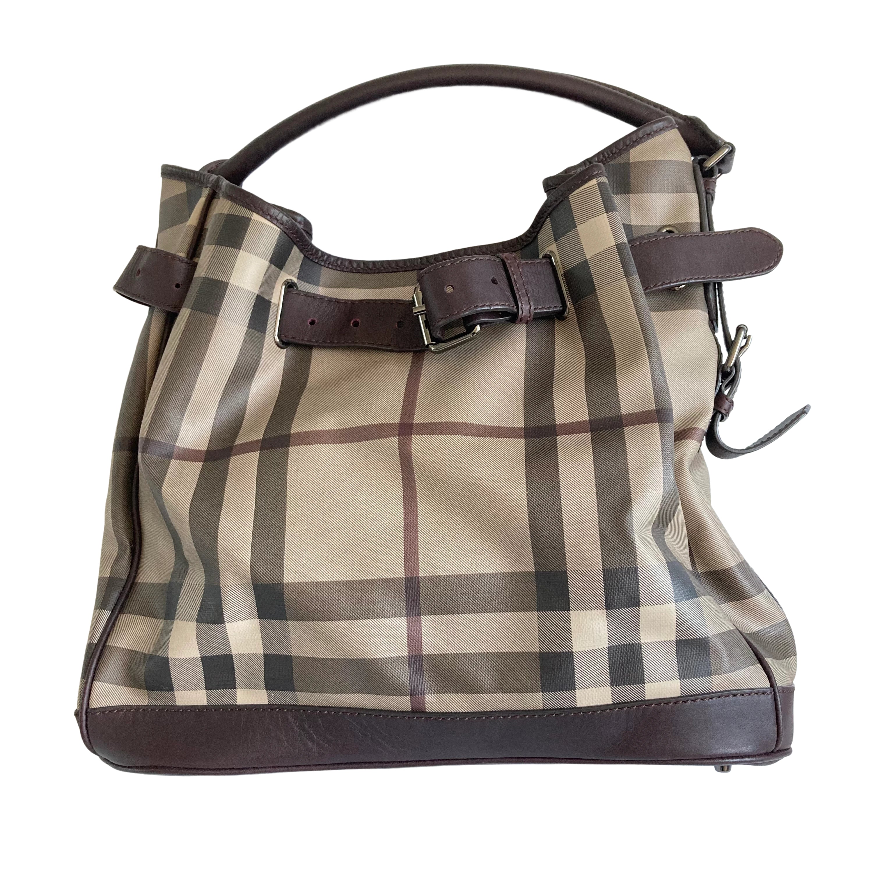 Burberry Classic Monogram Haymarket Tote Bag