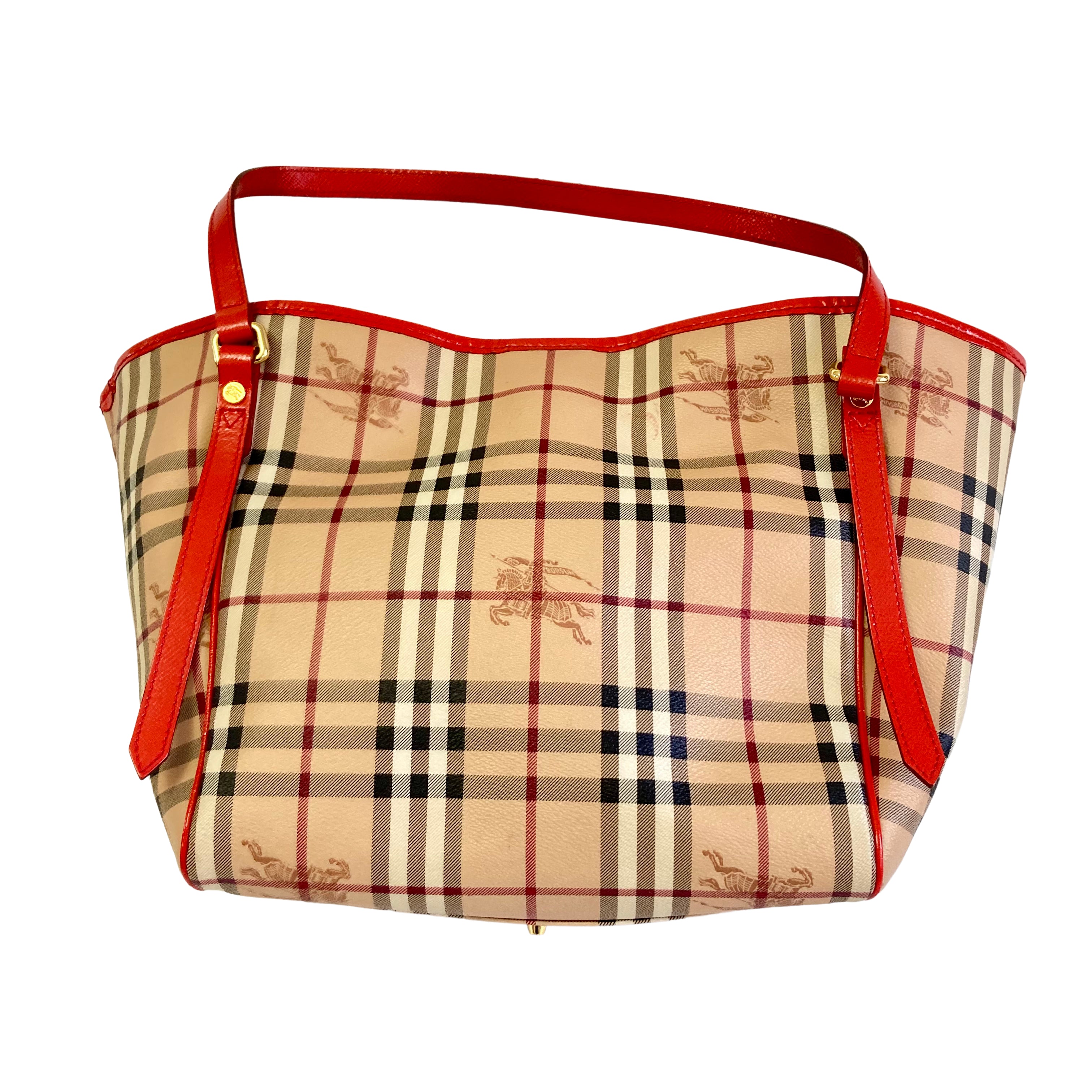 Burberry Horseferry Check Red Trim Tote