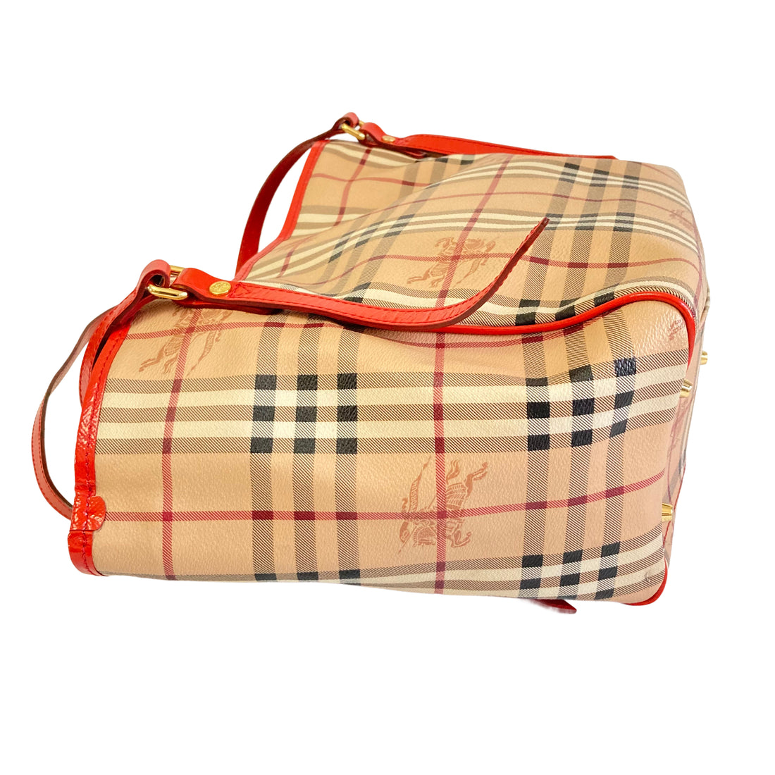 Burberry Horseferry Check Red Trim Tote