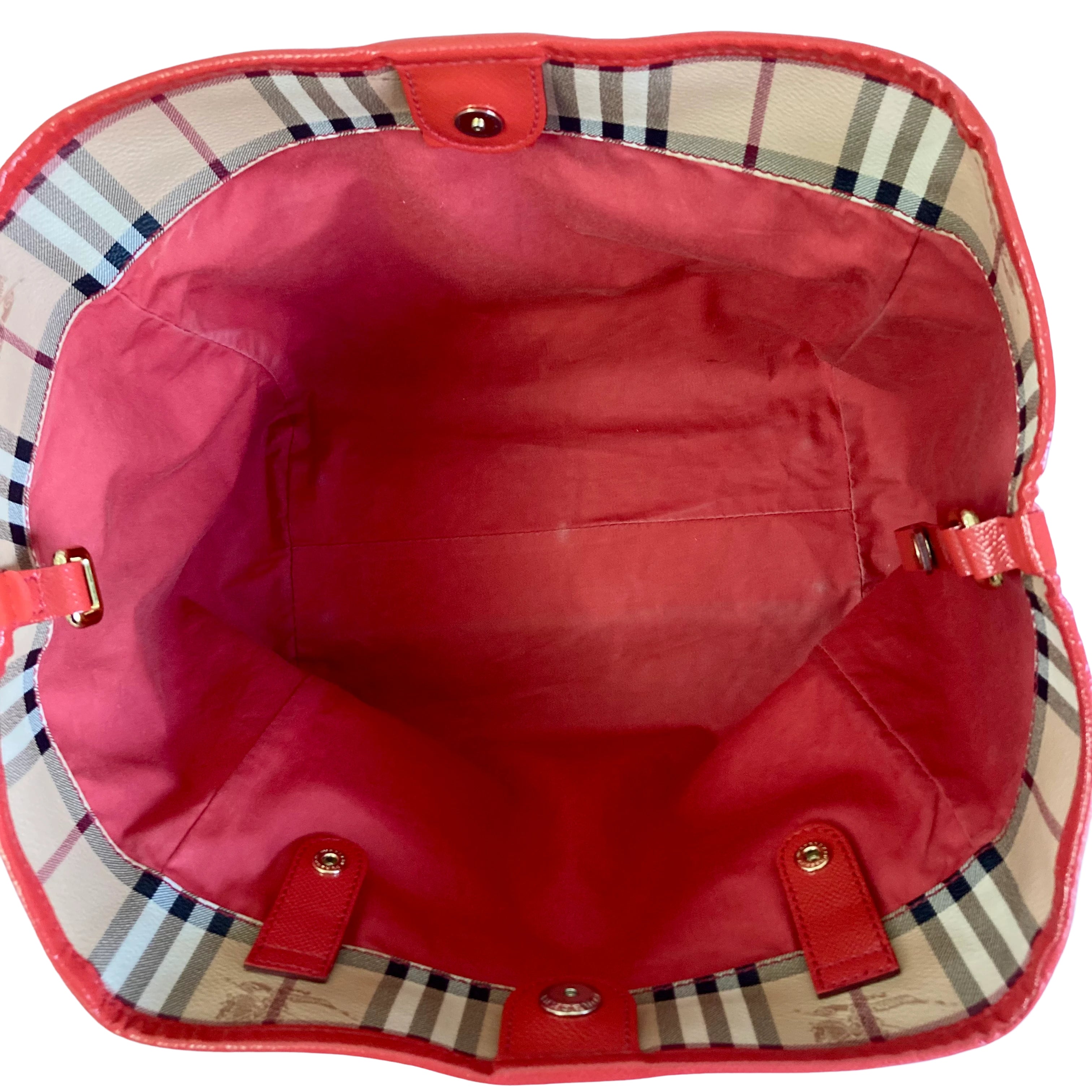 Burberry Horseferry Check Red Trim Tote