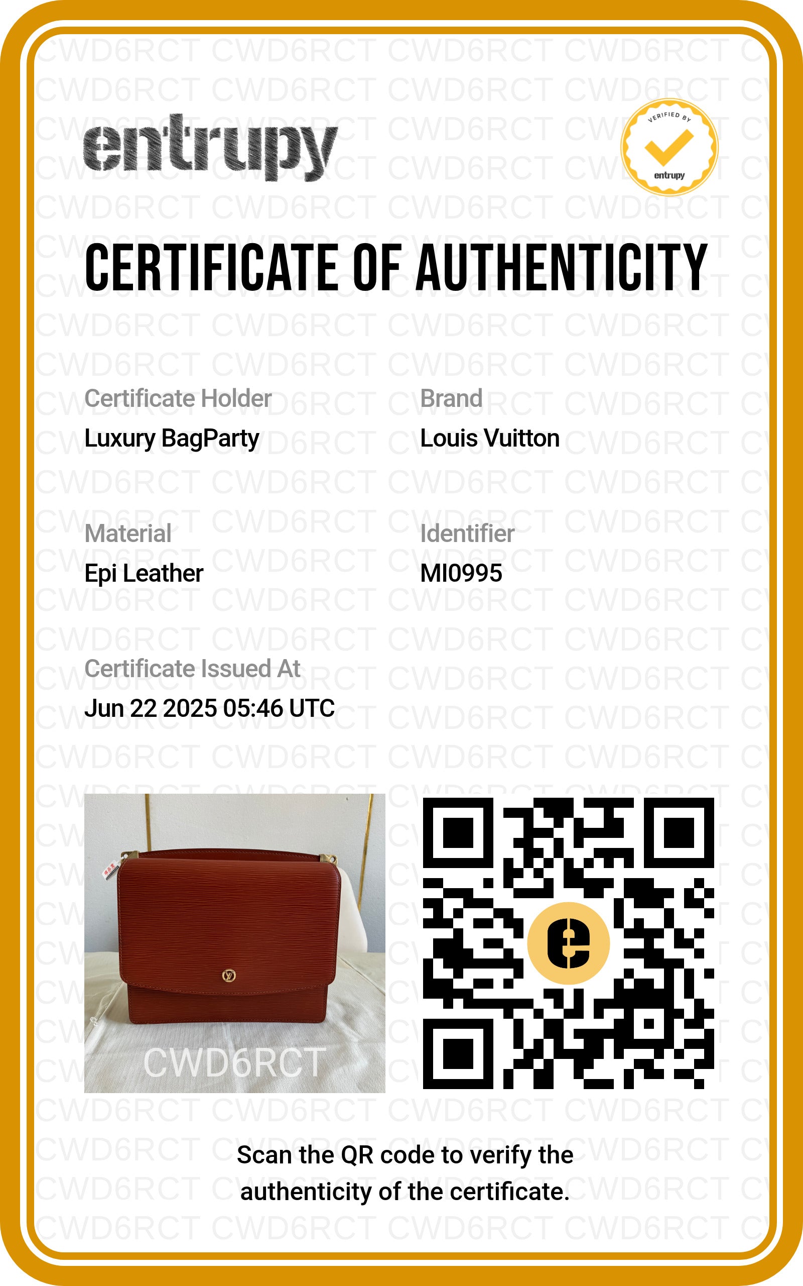 Louis Vuitton EPI Grenelle Bag Orange