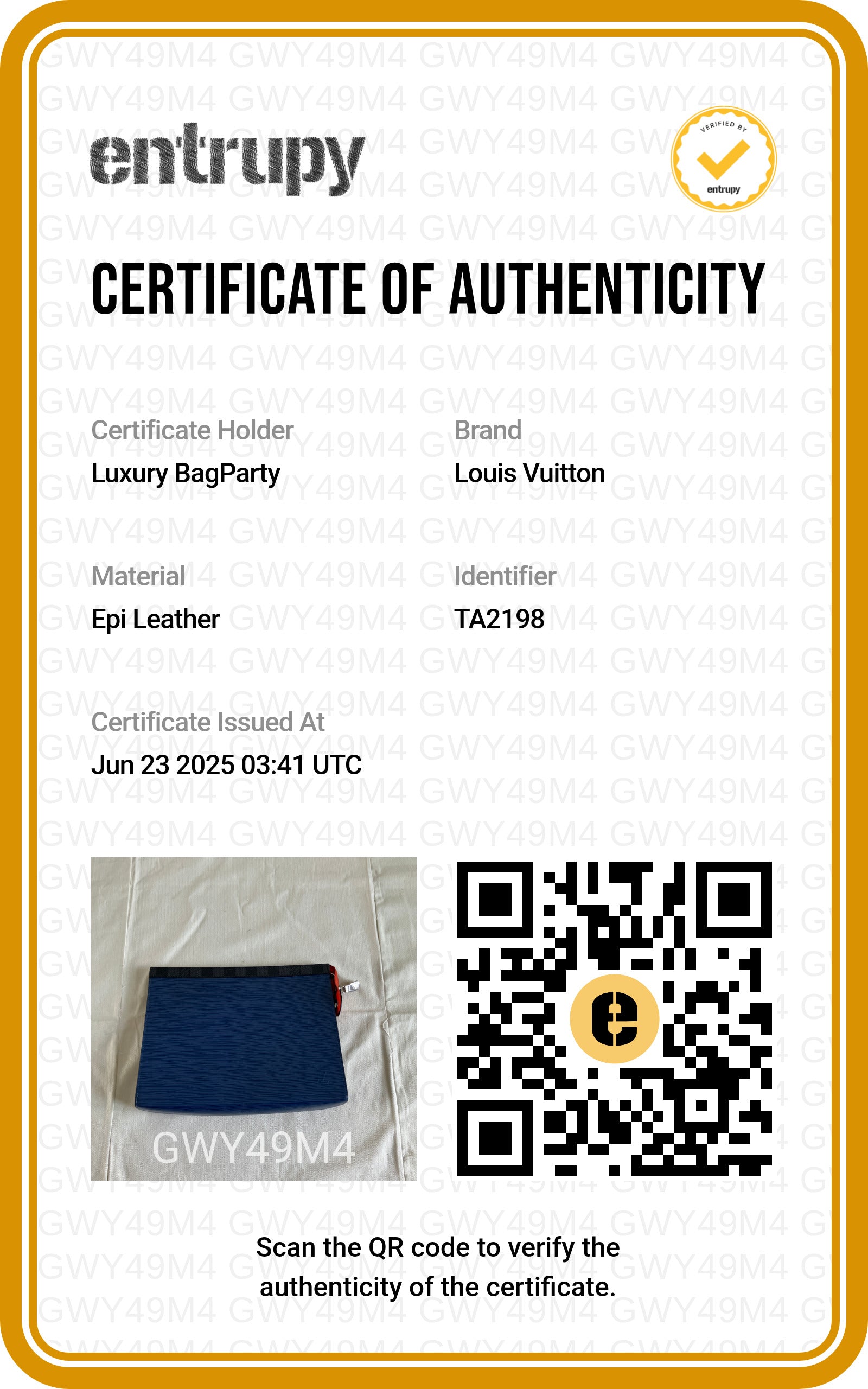 Louis Vuitton Epi Pouch Blue