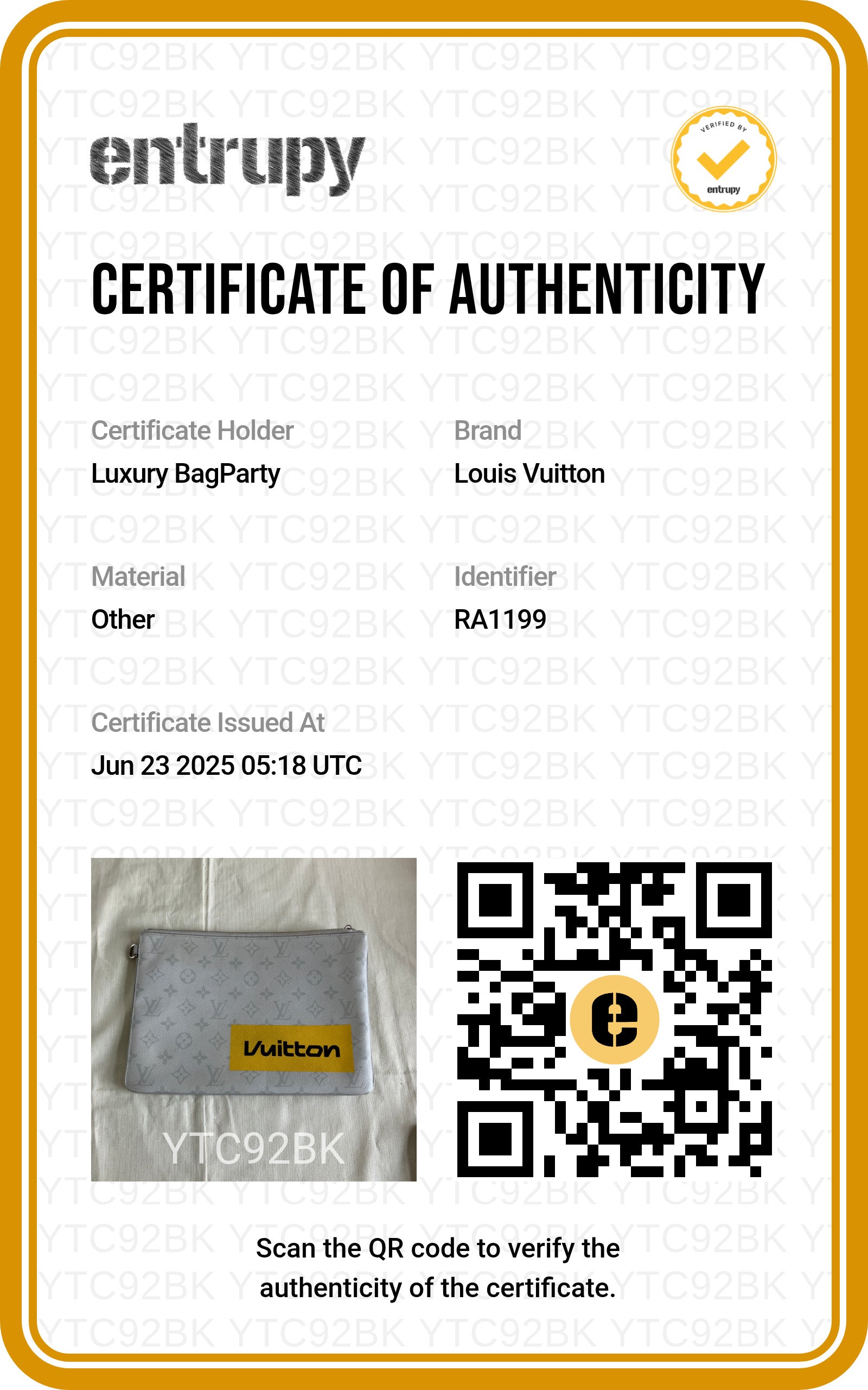 Louis Vuitton Pochette Jour Pouch White (With Yellow LV TAG)