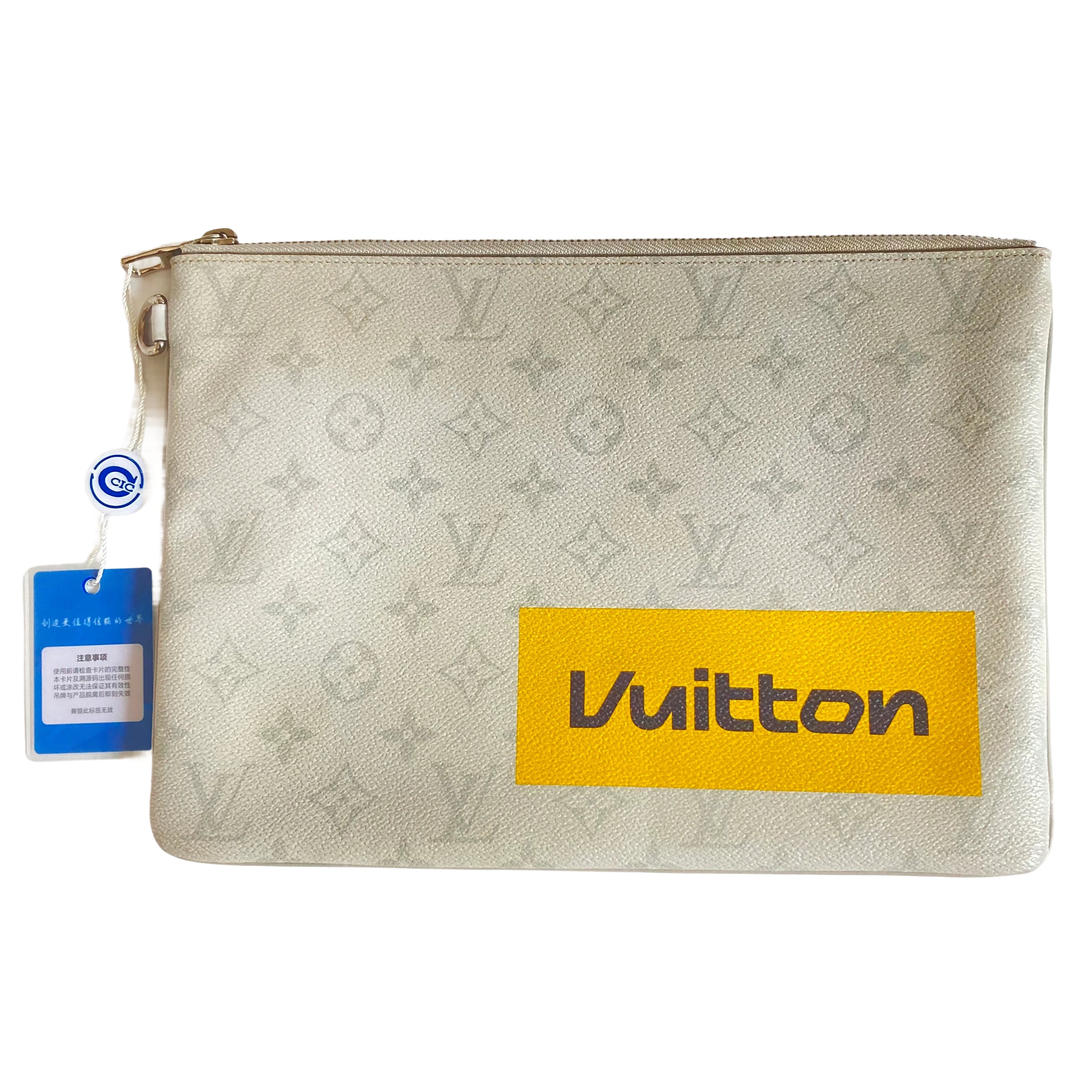 Louis Vuitton Pochette Jour Pouch White (With Yellow LV TAG)