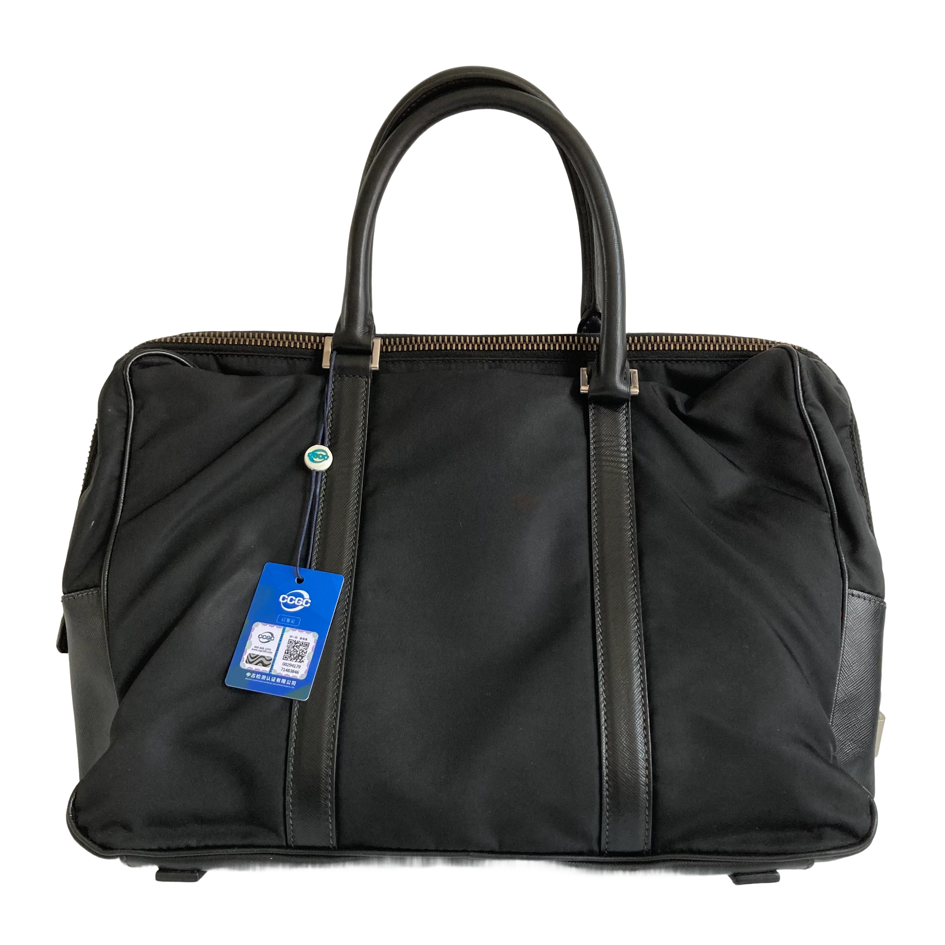 Prada Nylon Briefcase Tote Bag Black