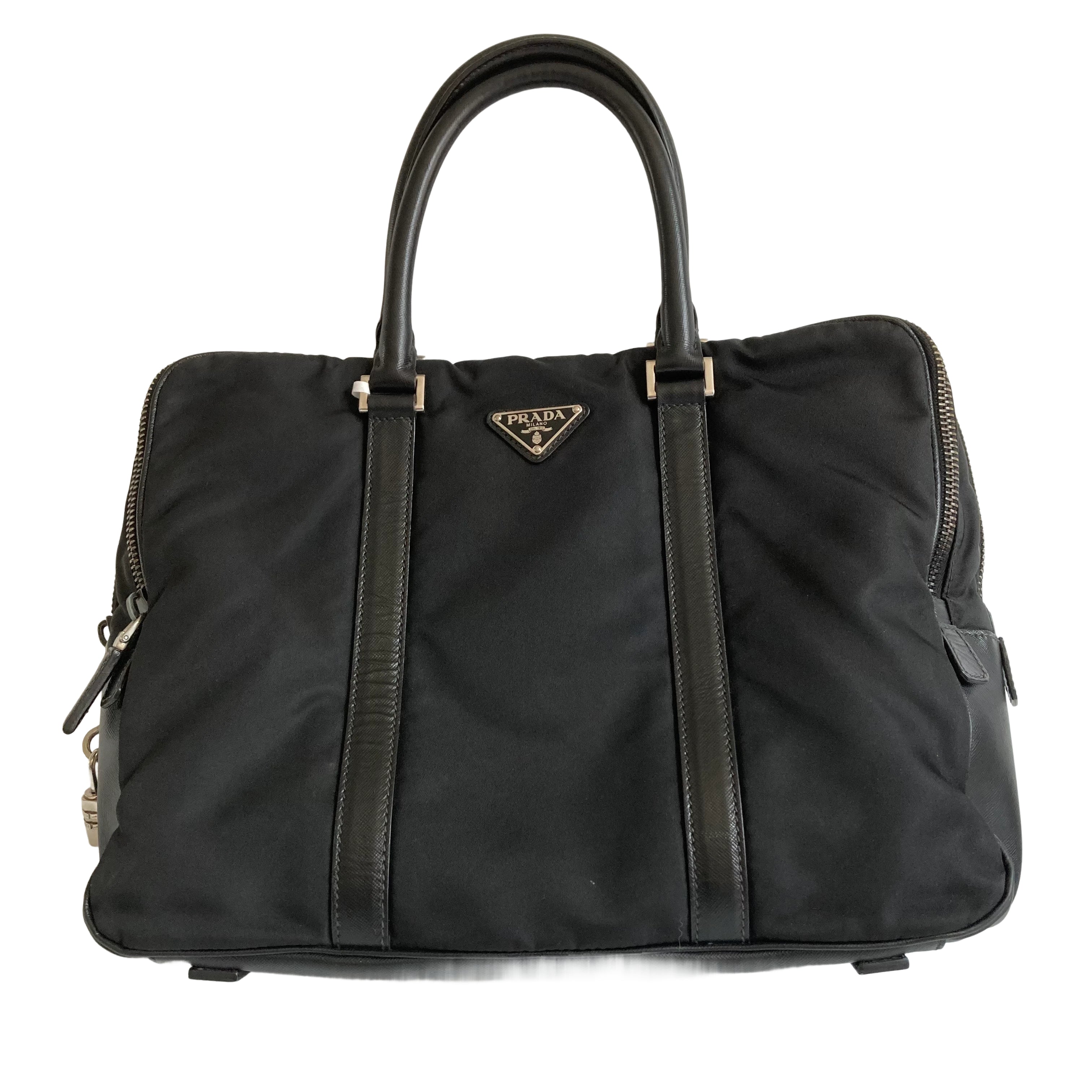 Prada Nylon Briefcase Tote Bag Black