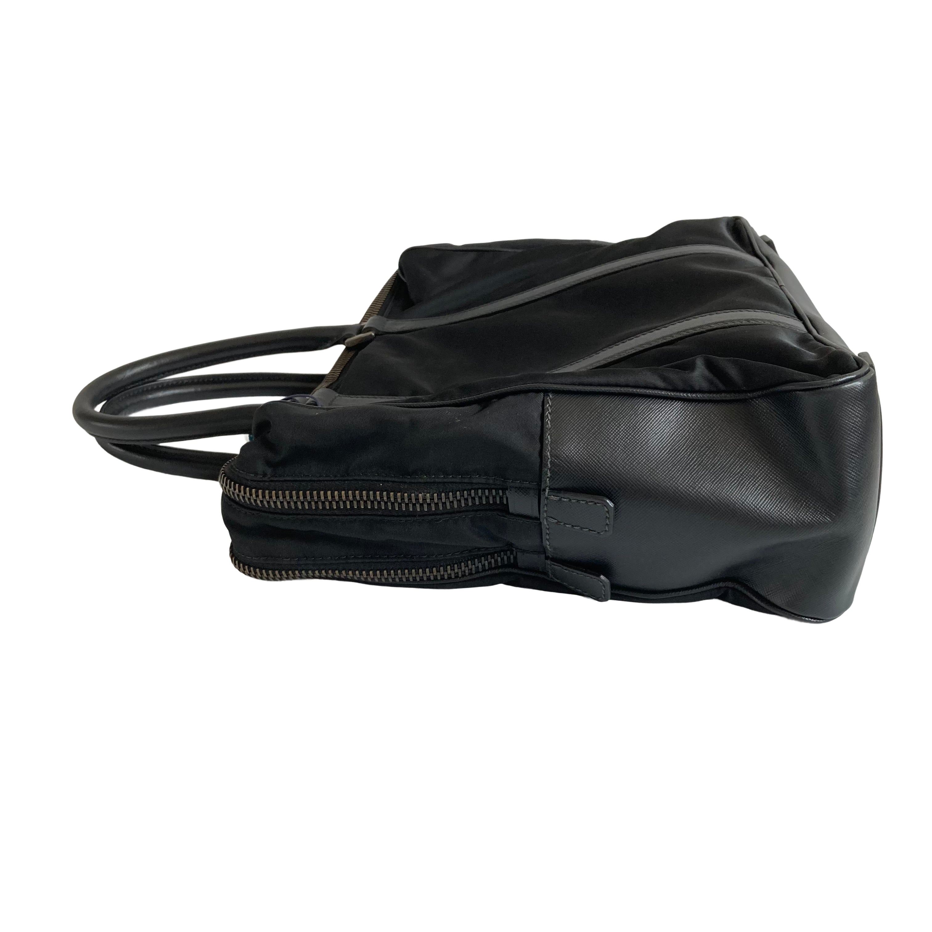 Prada Nylon Briefcase Tote Bag Black