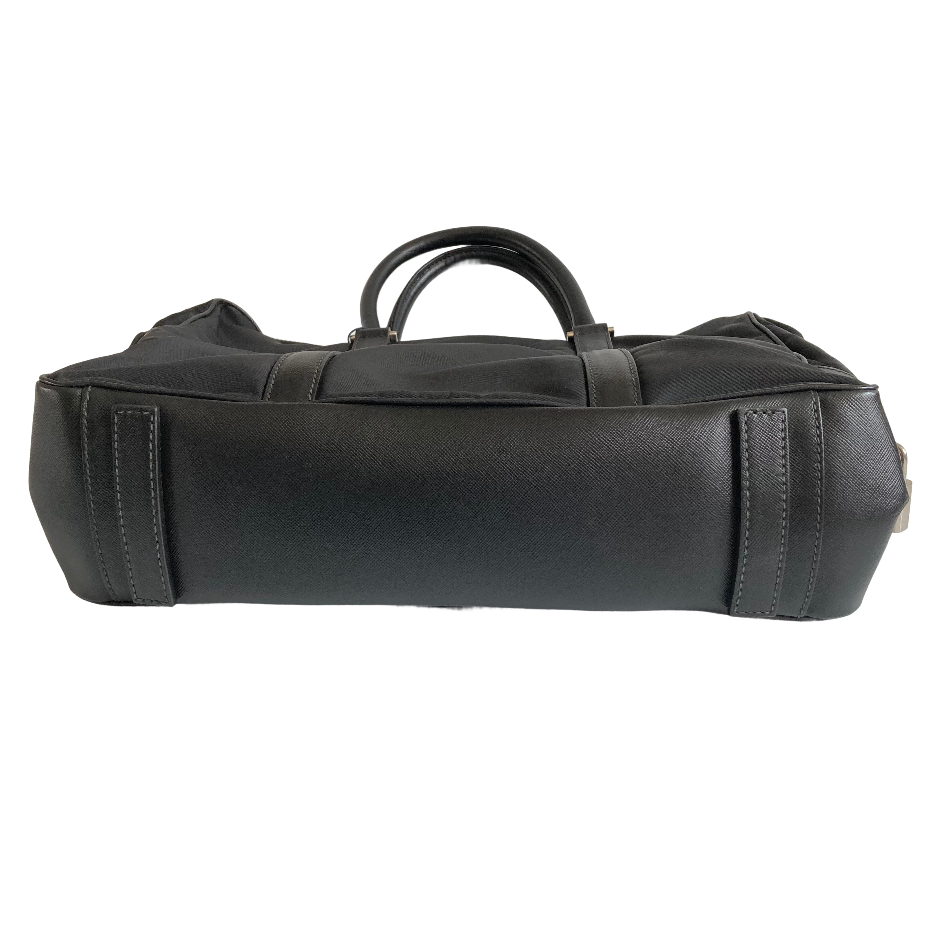 Prada Nylon Briefcase Tote Bag Black