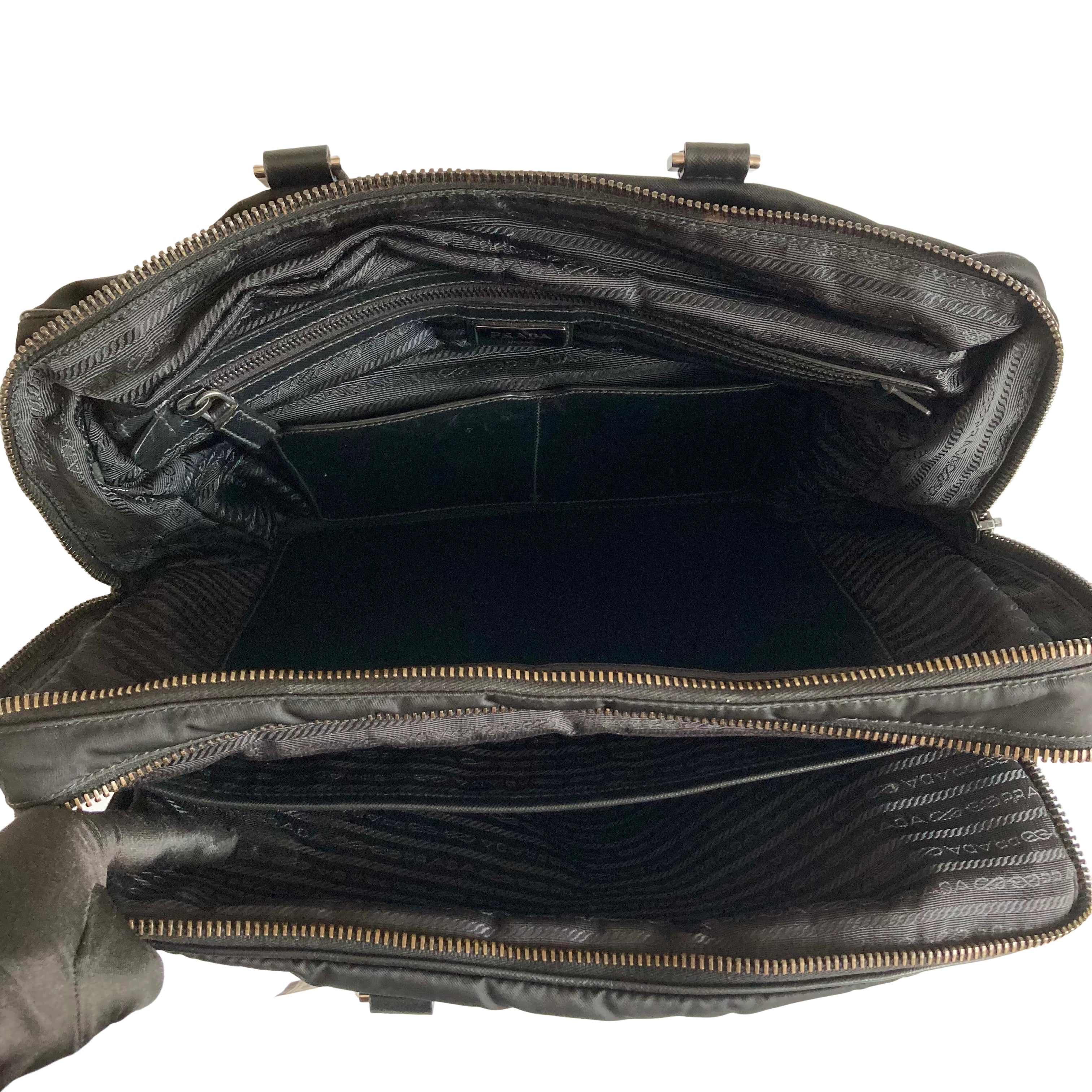 Prada Nylon Briefcase Tote Bag Black