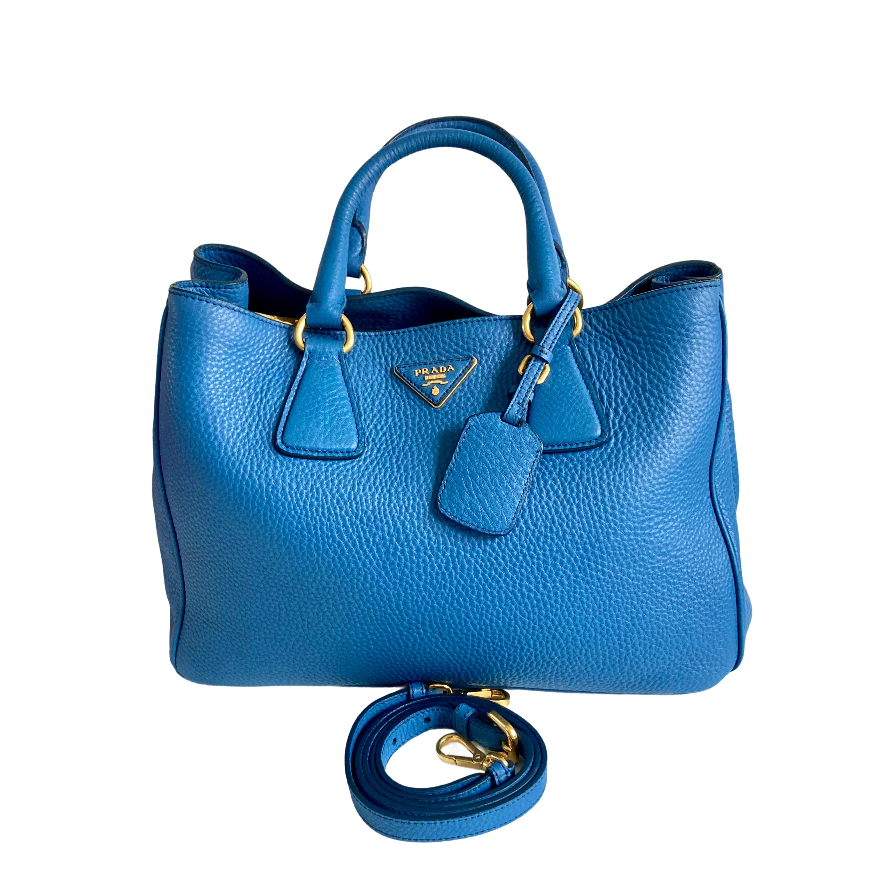 Prada Logo-Lettering Tote Bag Blue