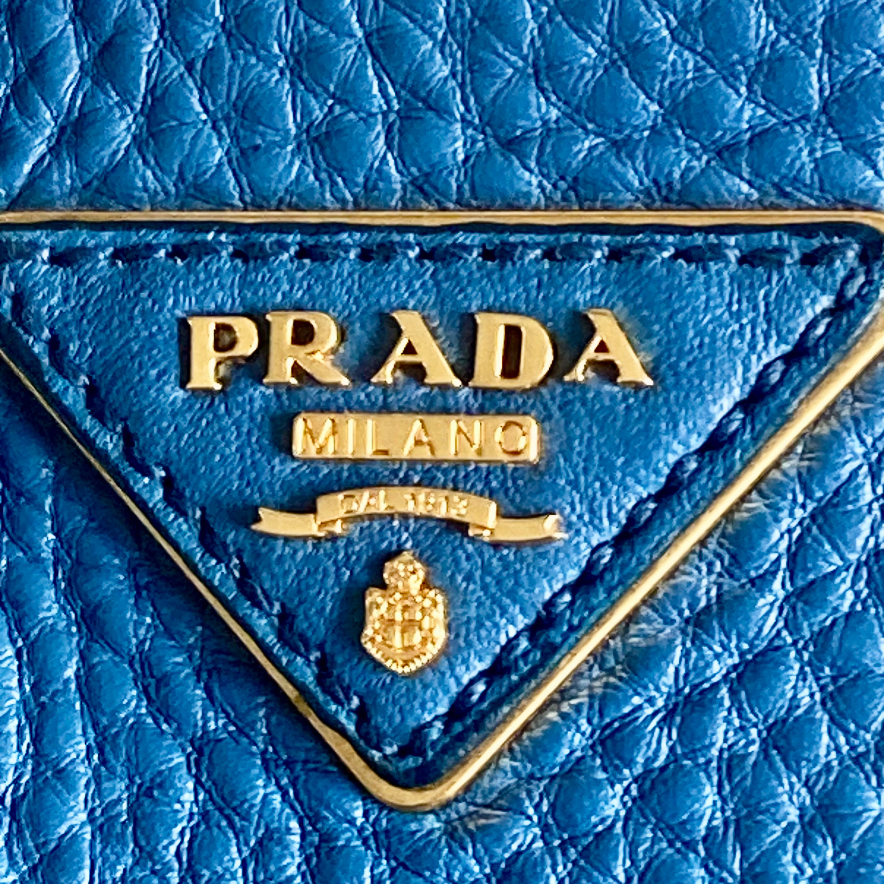 Prada Logo-Lettering Tote Bag Blue