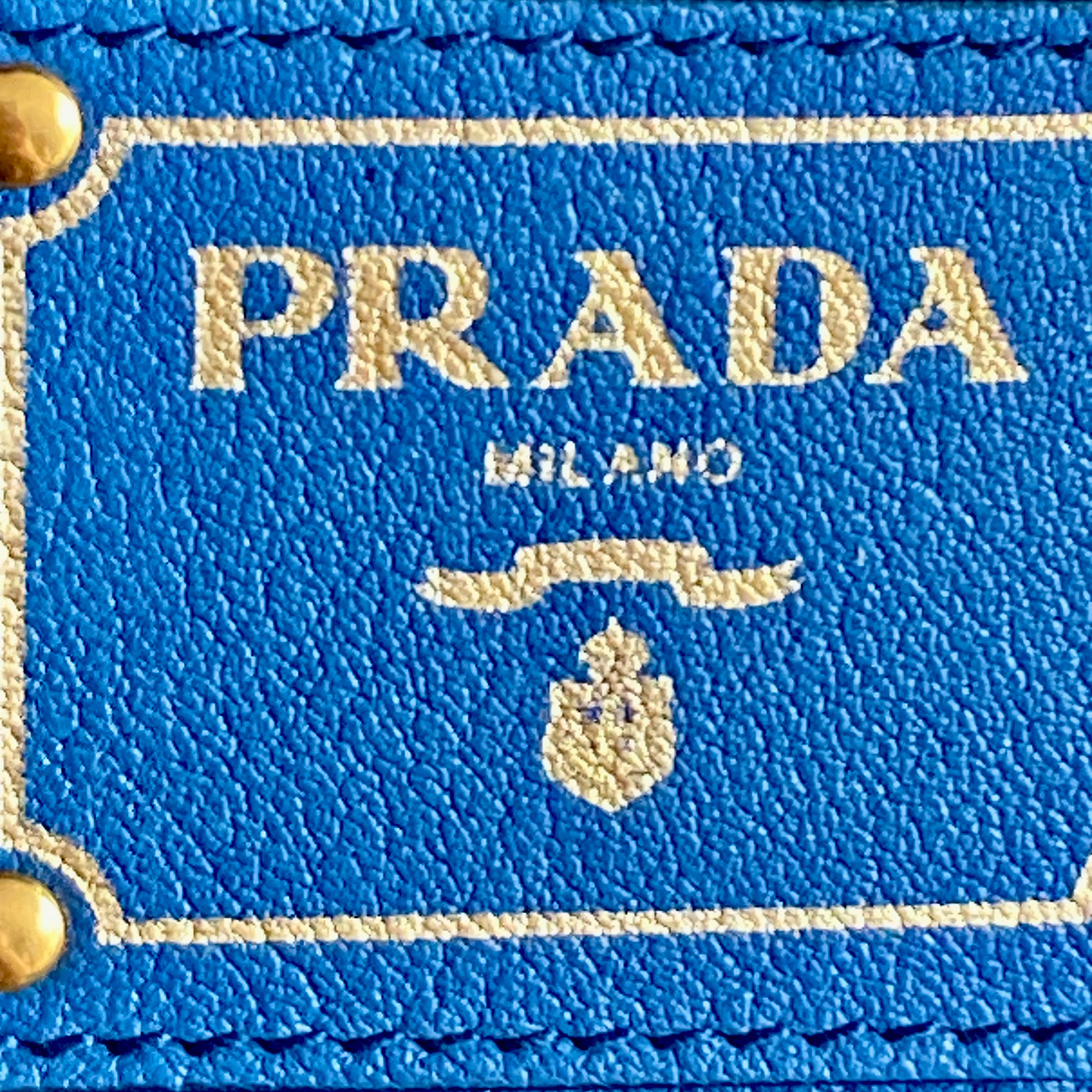Prada Logo-Lettering Tote Bag Blue