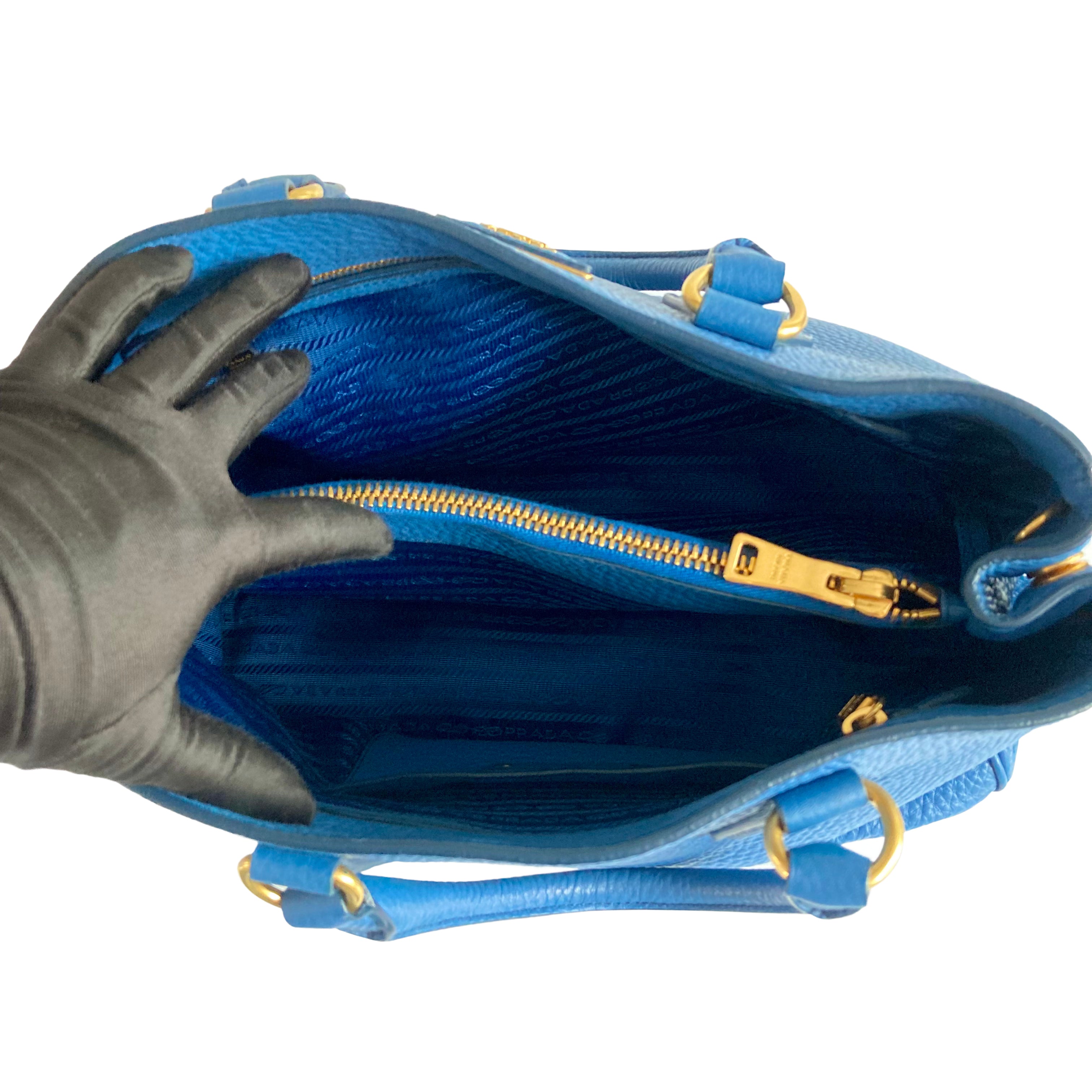 Prada Logo-Lettering Tote Bag Blue