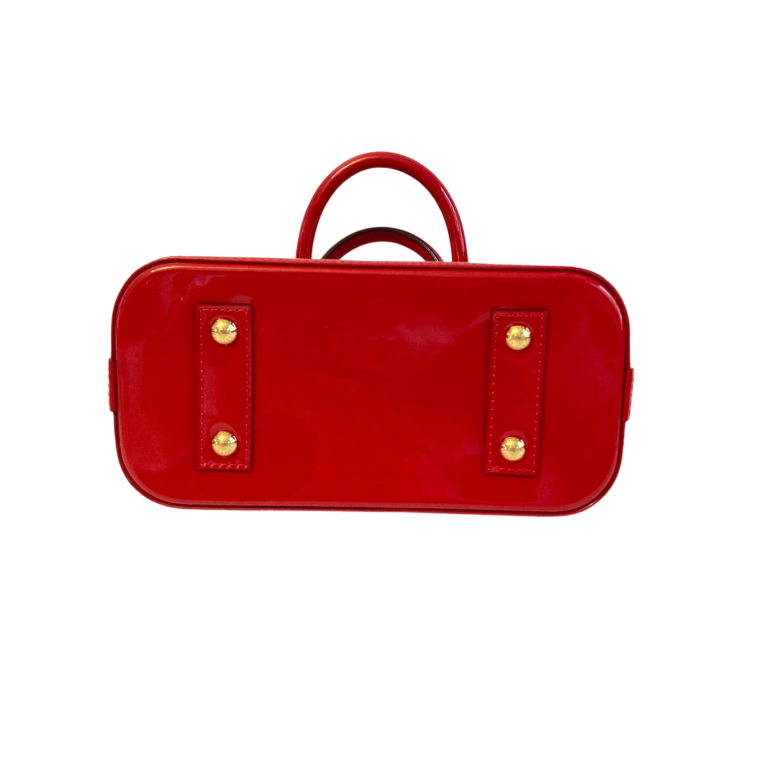Louis Vuitton Alma BB in Monogram Vernis Leather Indian Rose Red