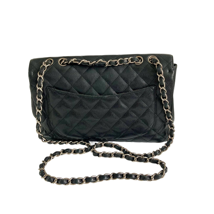 Chanel Caviar Quilted Single Flap Jumbo Black/Silver