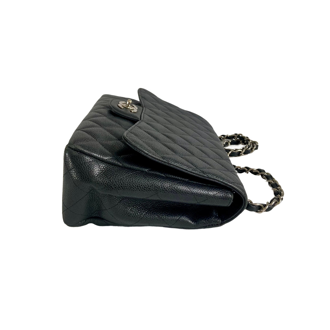 Chanel Caviar Quilted Single Flap Jumbo Black/Silver