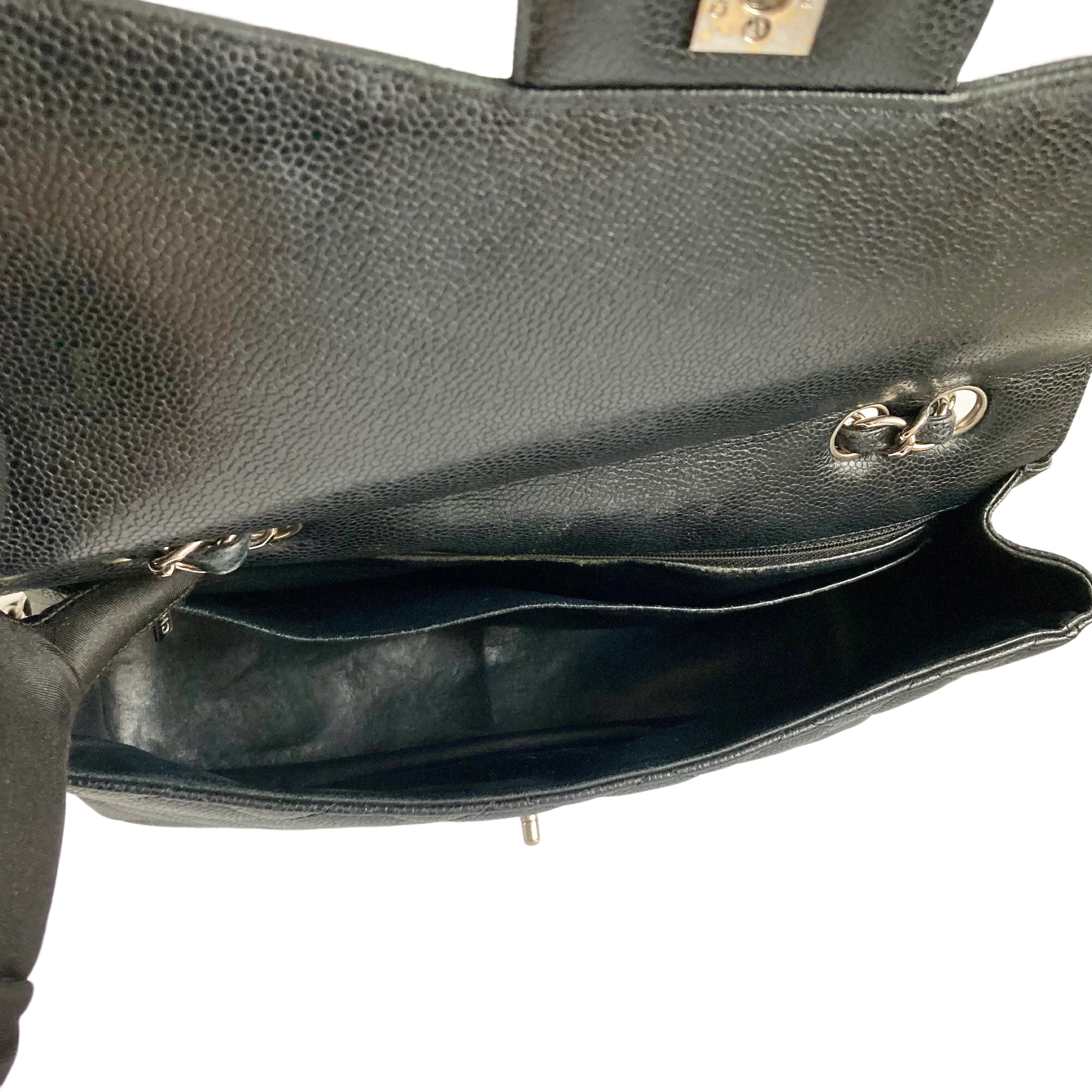 Chanel Caviar Quilted Single Flap Jumbo Black/Silver