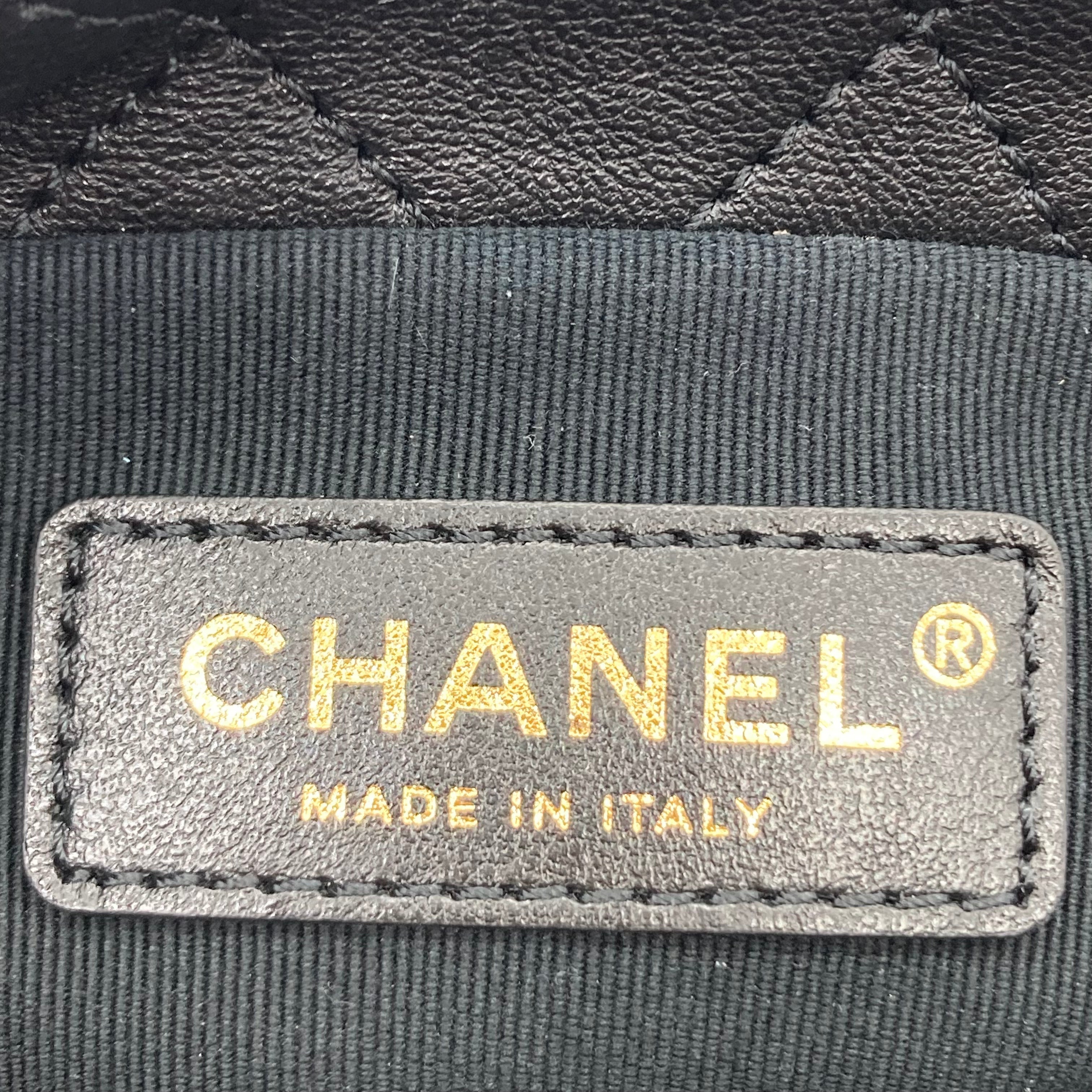 Chanel Lambskin Quilted Pearl Mini Bucket Black