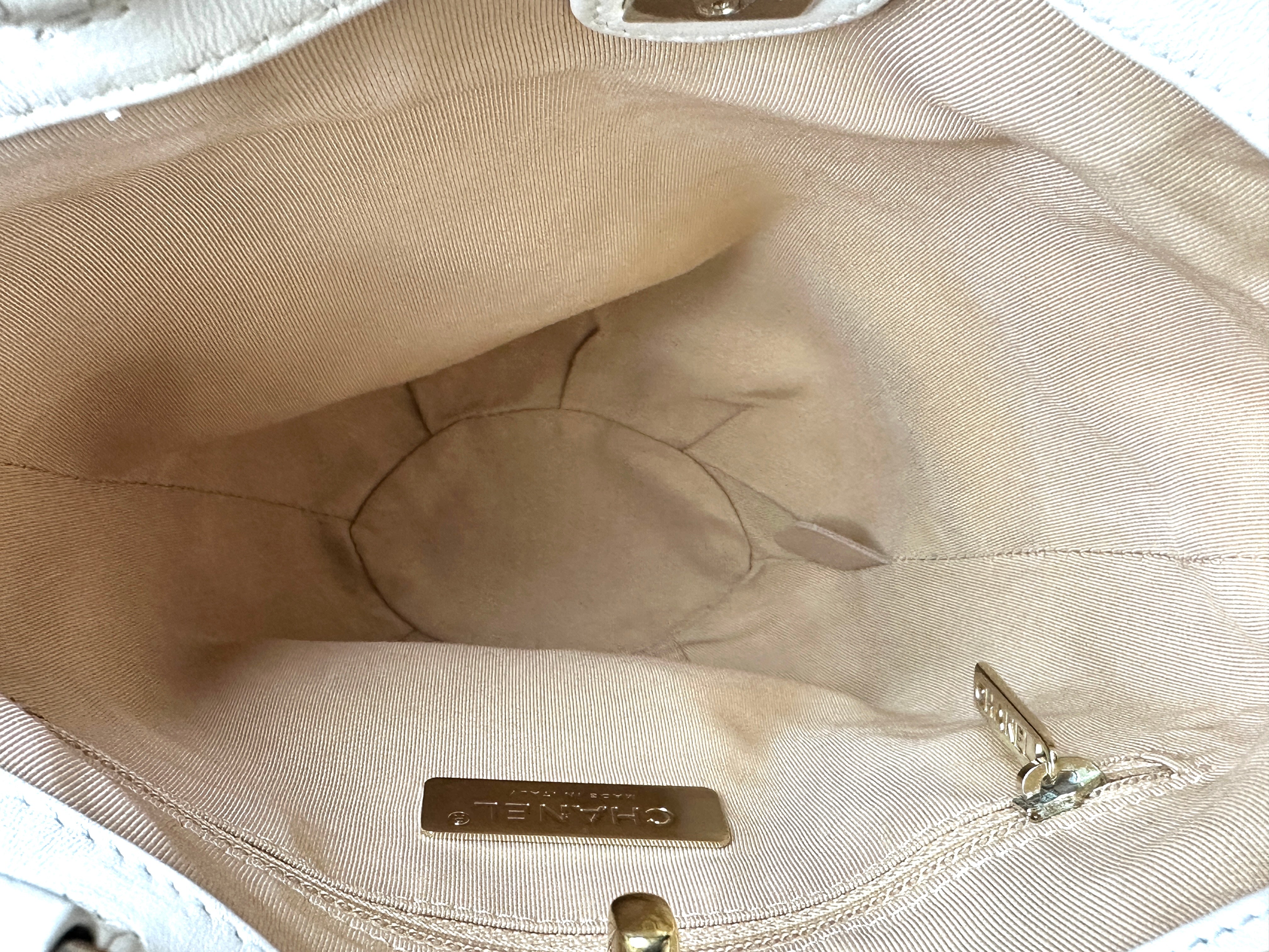 Chanel Quilted Calfskin Handle Bucket Bag White