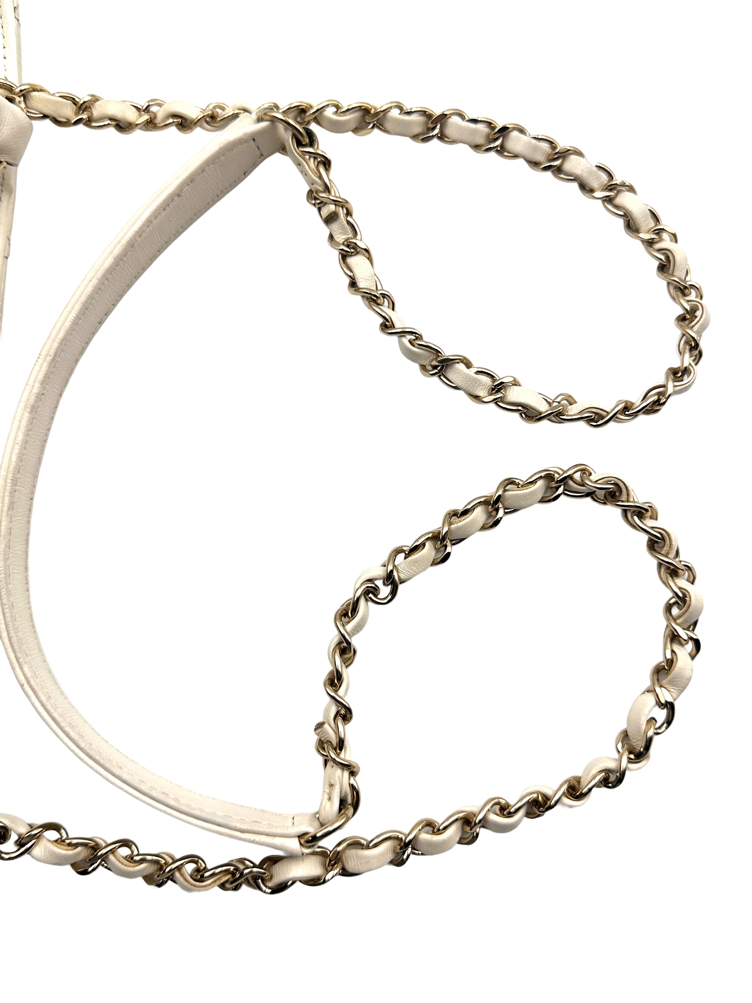 Chanel Quilted Calfskin Handle Bucket Bag White