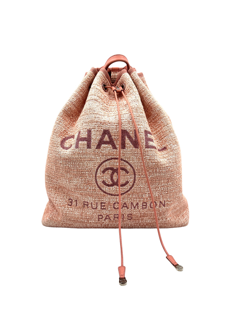 Chanel Tweed Deauville Backpack Pink
