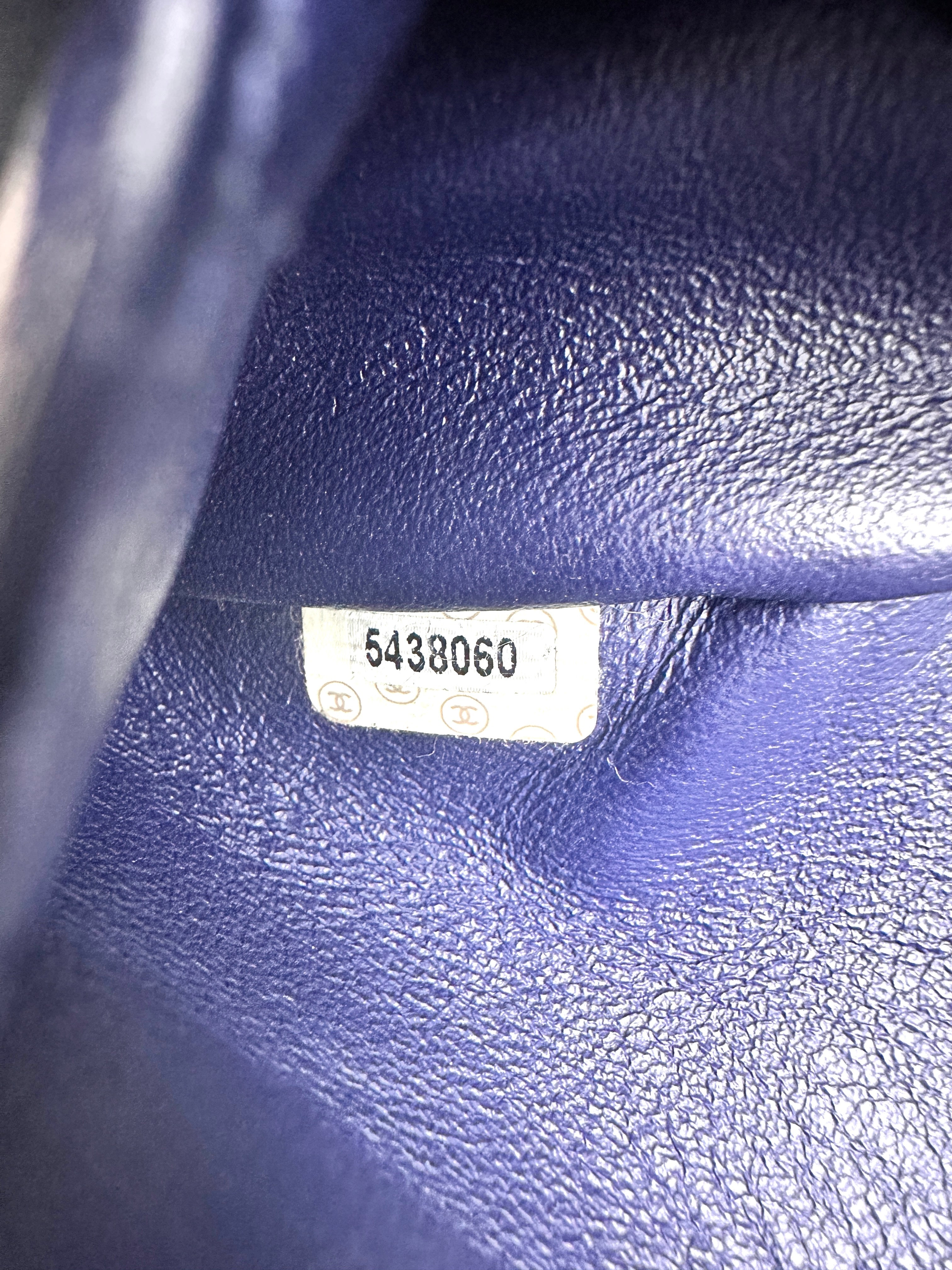 Chanel Suede and Shearling Teddy Baguette Shoulder Bag Dark Blue