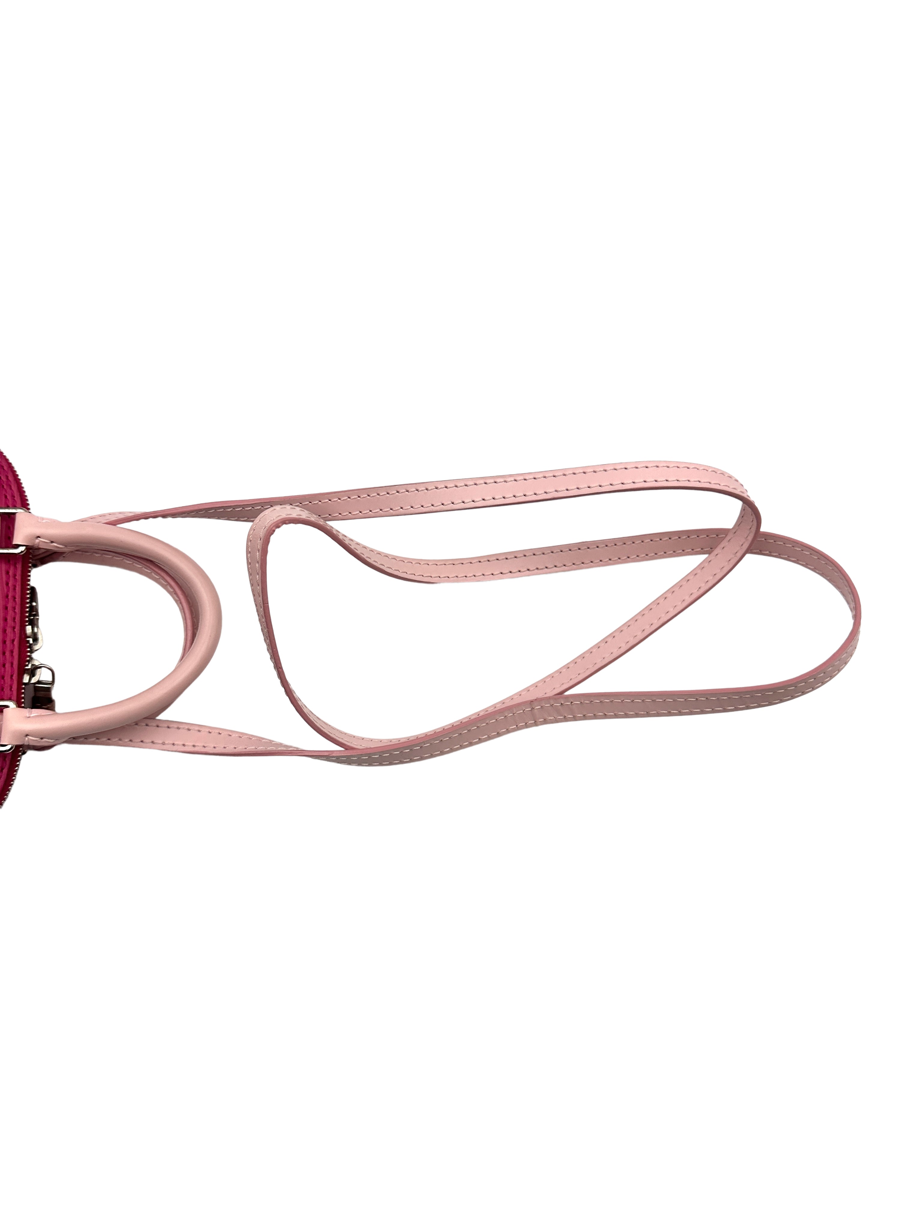 Louis Vuitton Epi Nano Alma Mini Bag in a Pink Blue and Fushsia Colorblock Pattern