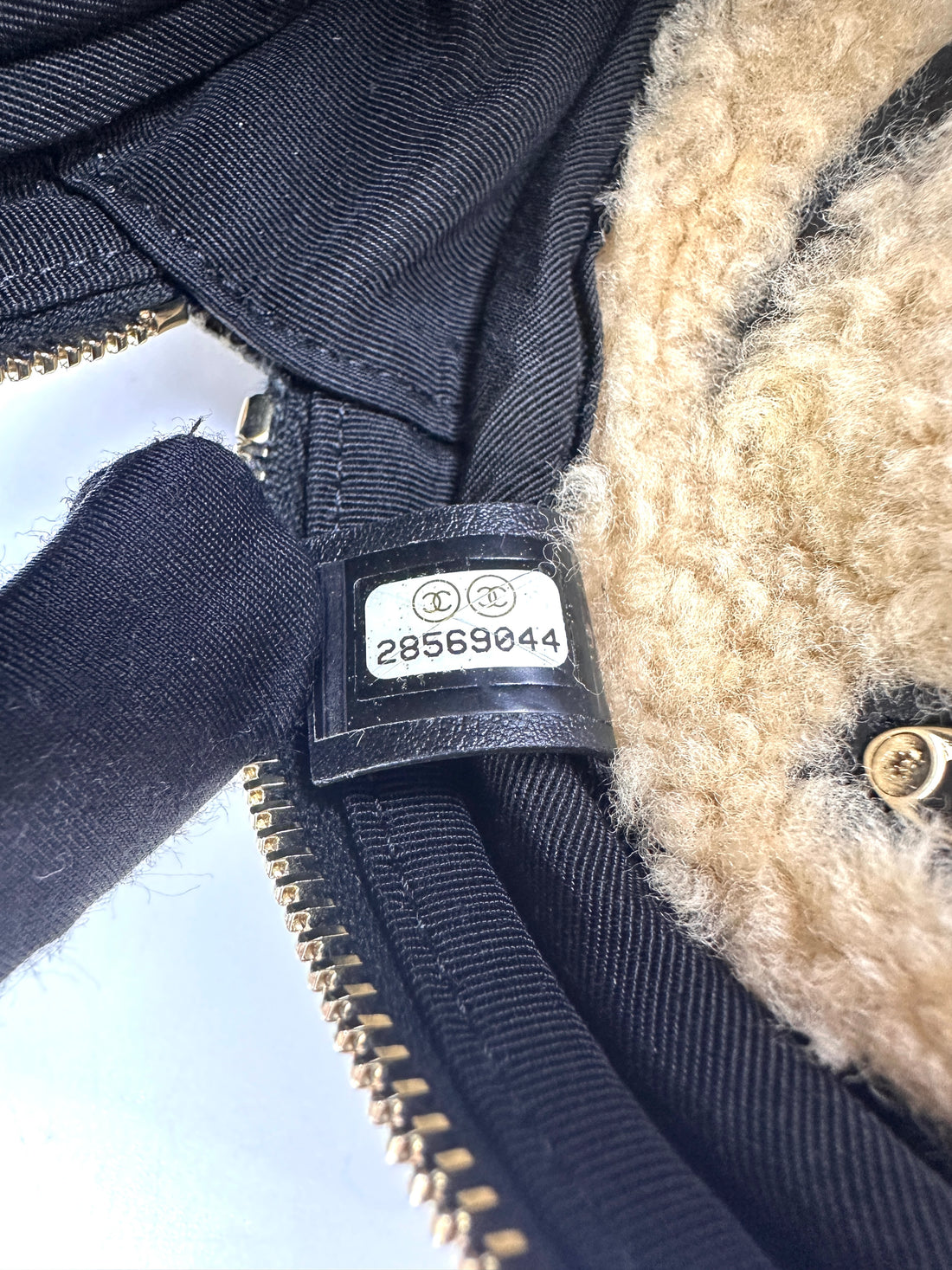 Chanel Black Shiny Crumpled Sheepskin Shearling Round Cluch Bag with Chain