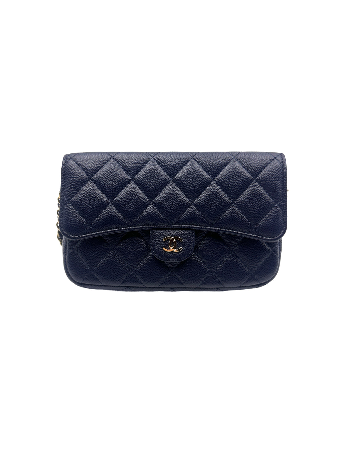 Chanel Caviar Quilted Flap Phone Holder with Chain