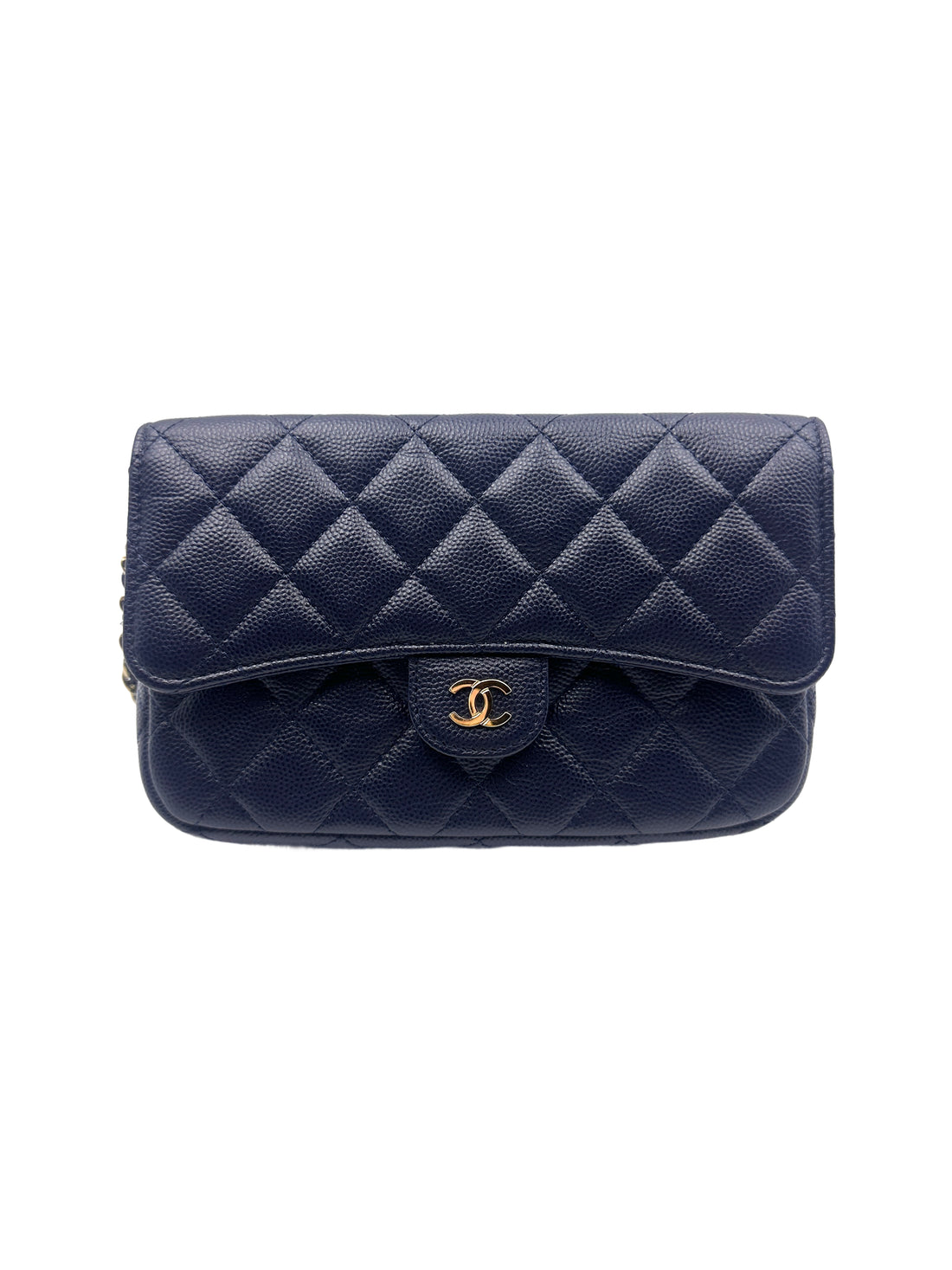 Chanel Caviar Quilted Flap Phone Holder with Chain
