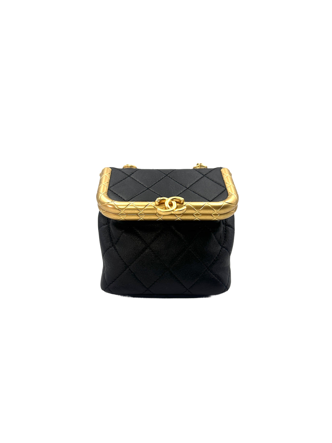 Chanel Black Quilted Leather WIth Kiss Lock My Crush Chain Shoulder Bag