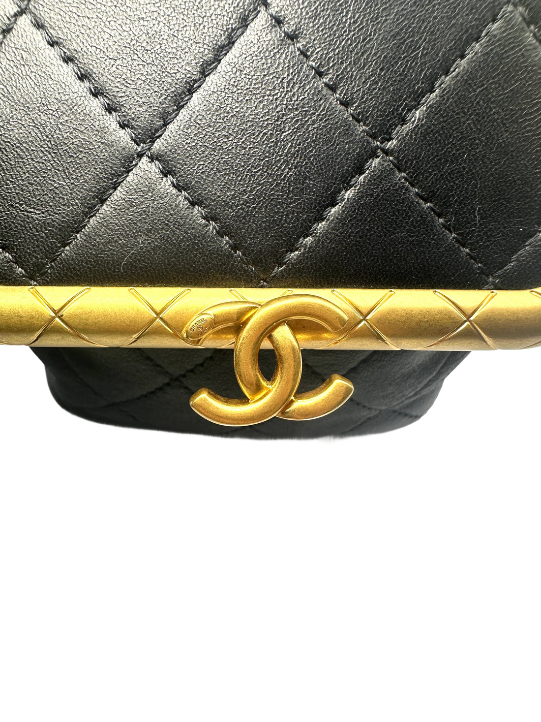 Chanel Black Quilted Leather WIth Kiss Lock My Crush Chain Shoulder Bag