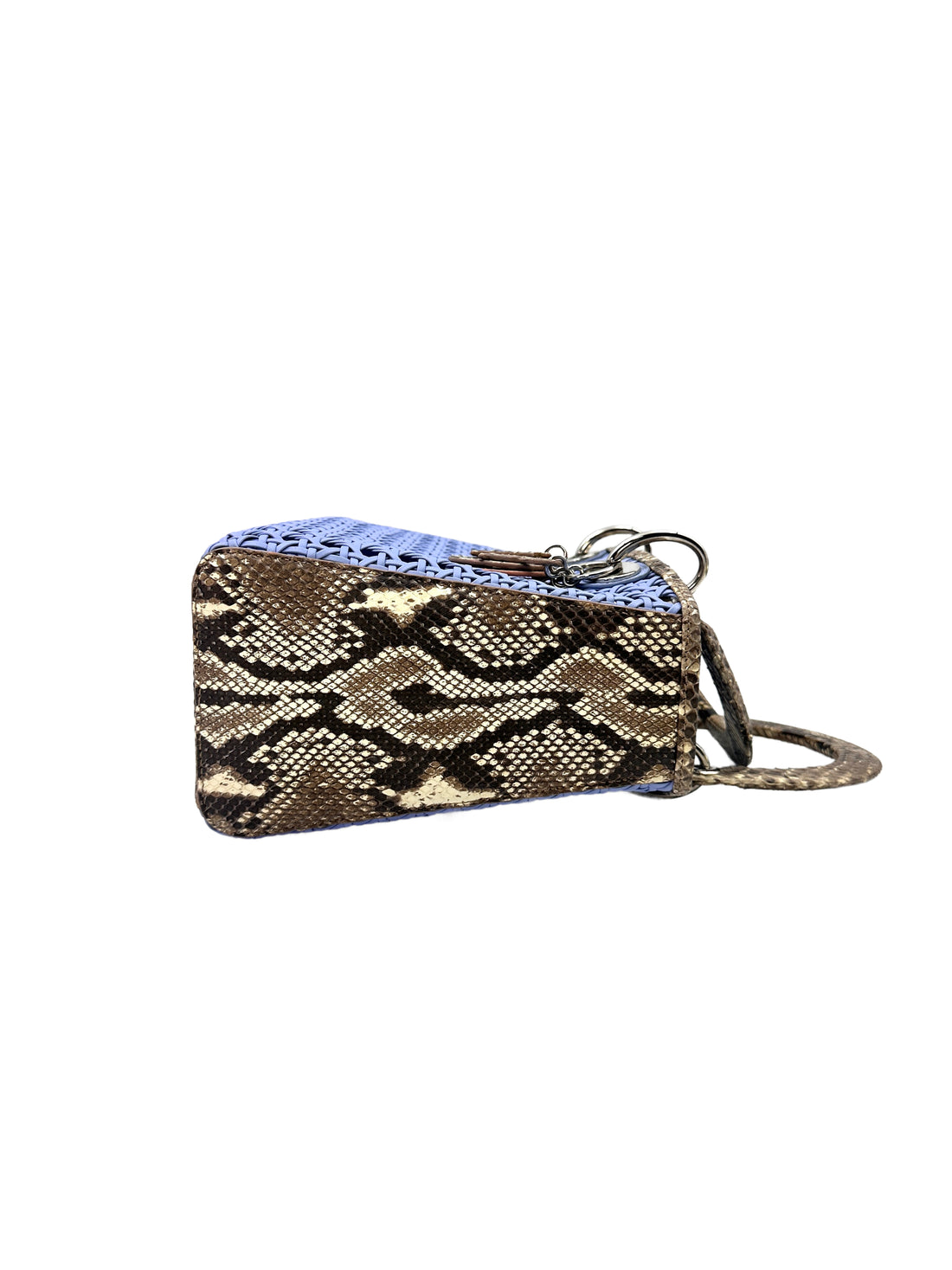 Christian Dior Blue Cannage Leather Handle Bag with Pouch