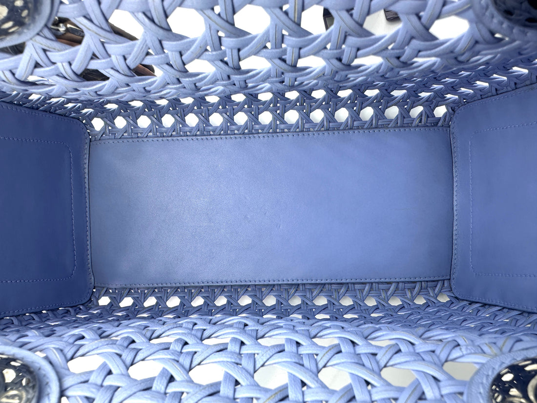 Christian Dior Blue Cannage Leather Handle Bag with Pouch