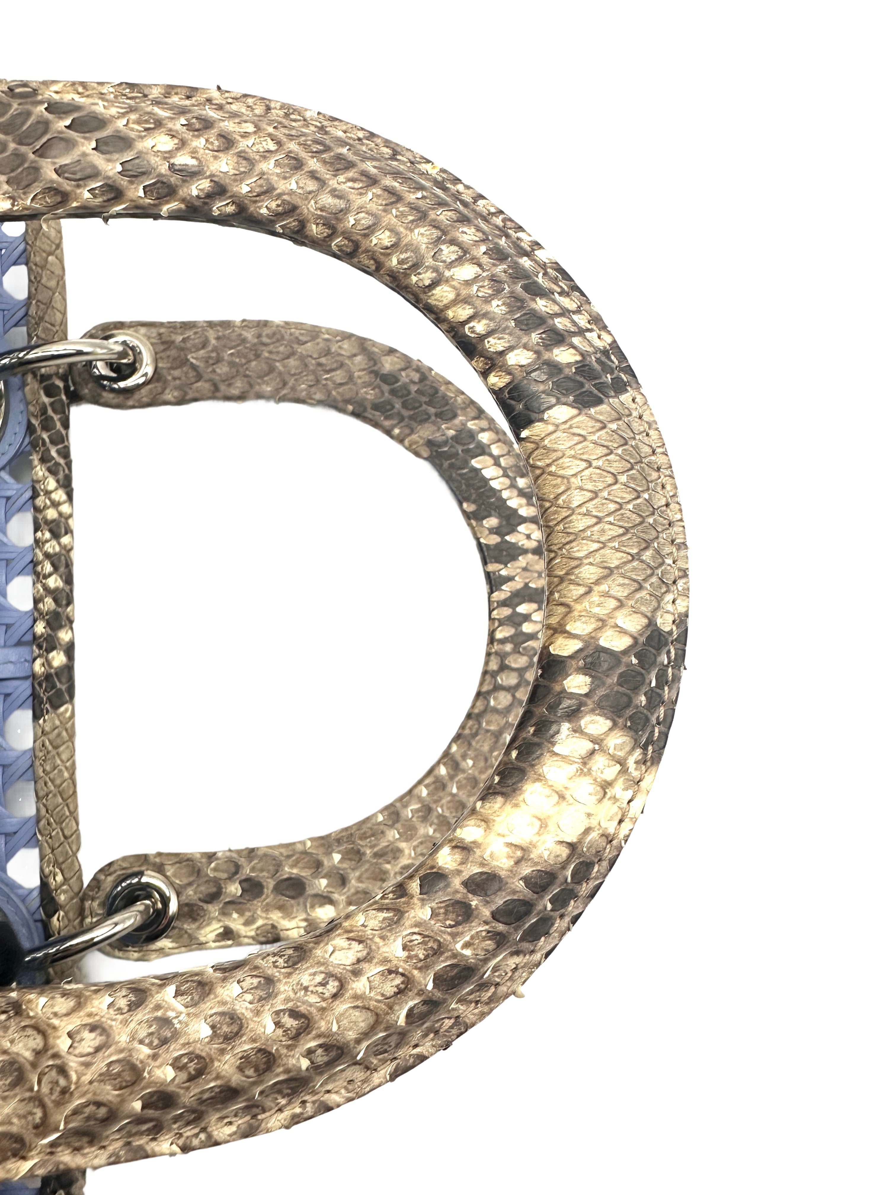 Christian Dior Blue Cannage Leather Handle Bag with Pouch