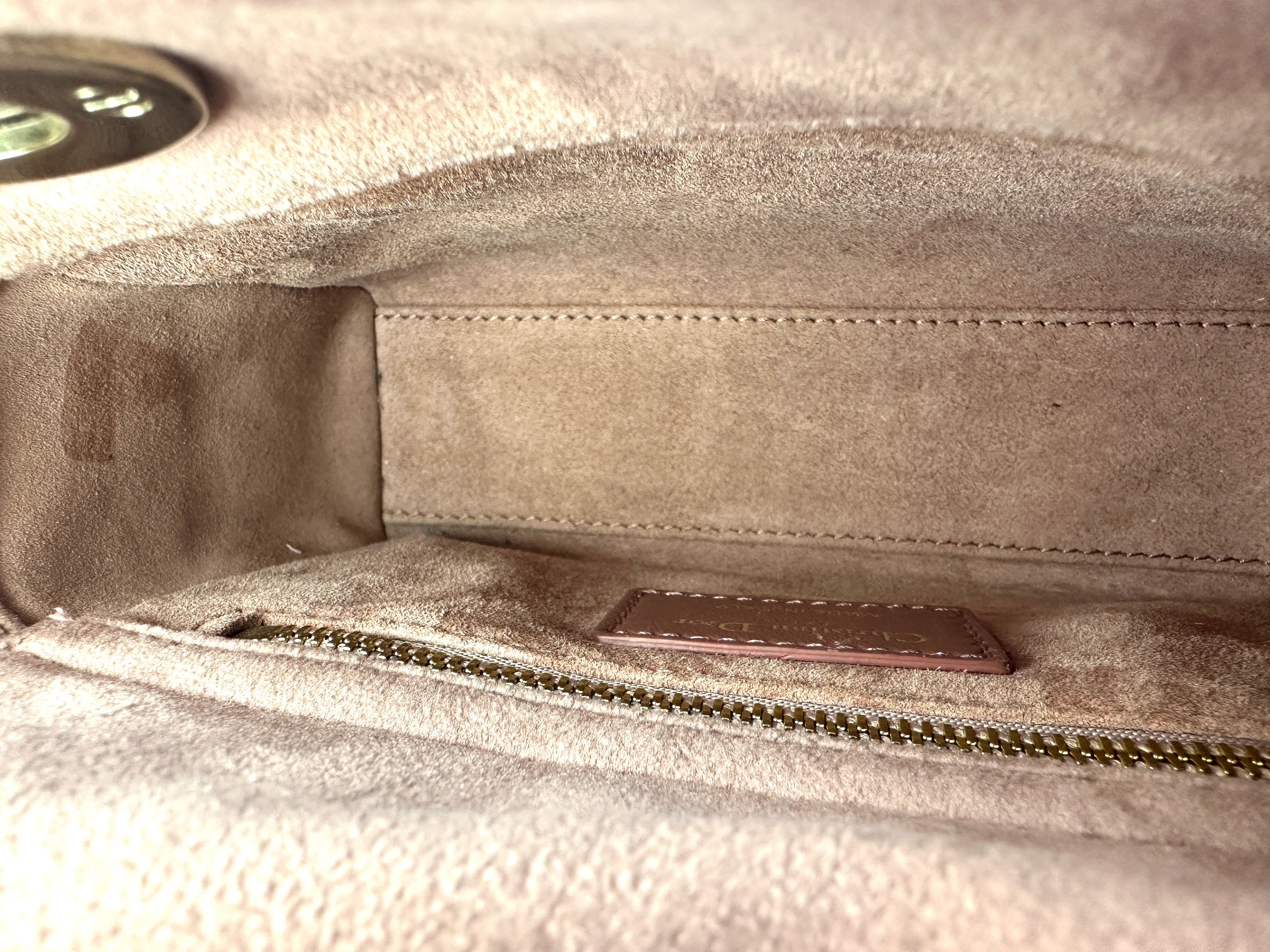 Christian Dior Pink Velvet Lady Dior Chain Shoulder Handle Bag