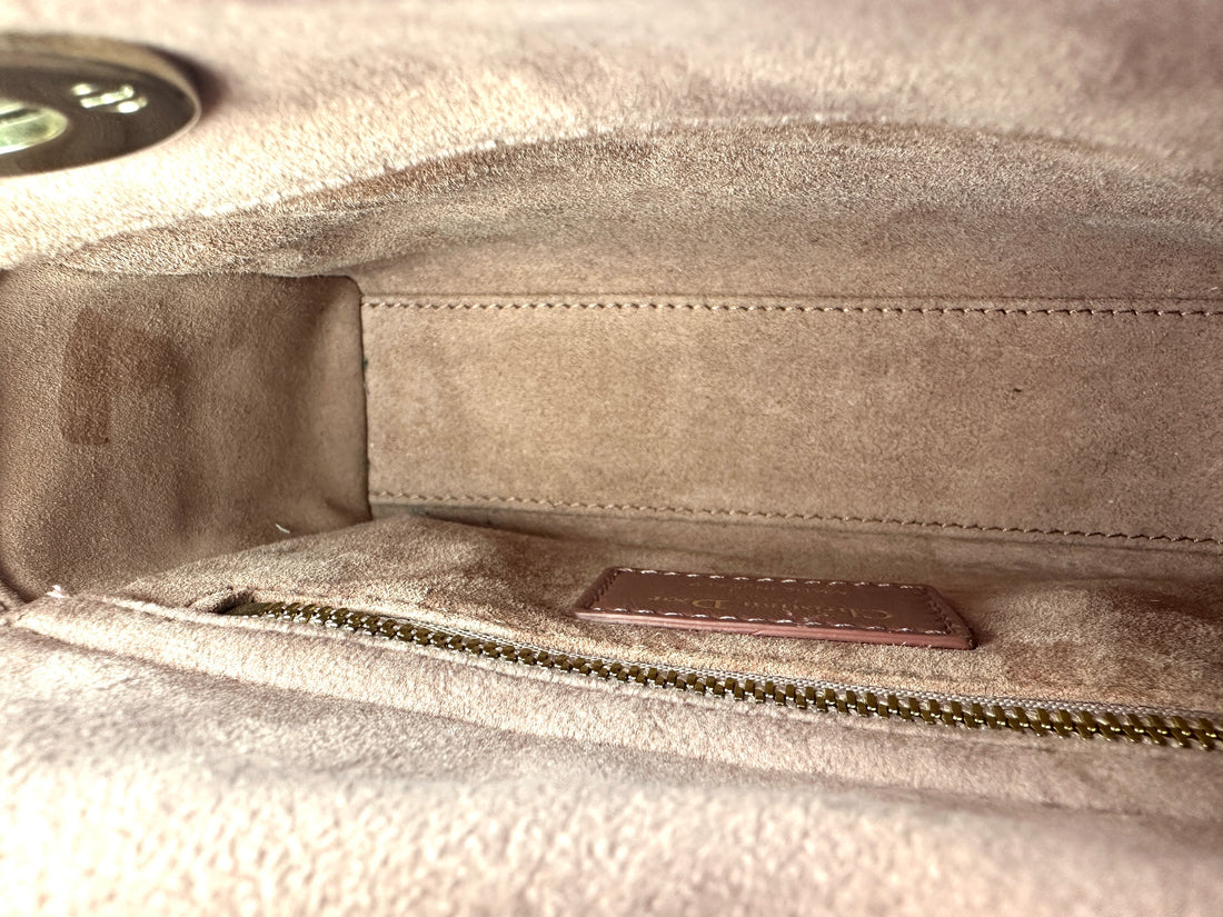 Christian Dior Pink Velvet Lady Dior Chain Shoulder Handle Bag