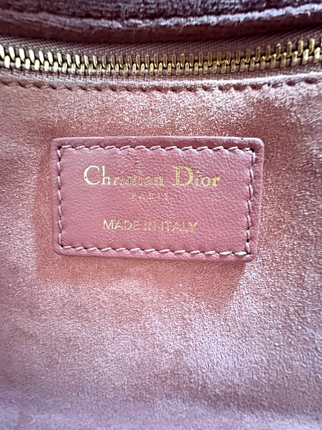 Christian Dior Pink Velvet Lady Dior Chain Shoulder Handle Bag