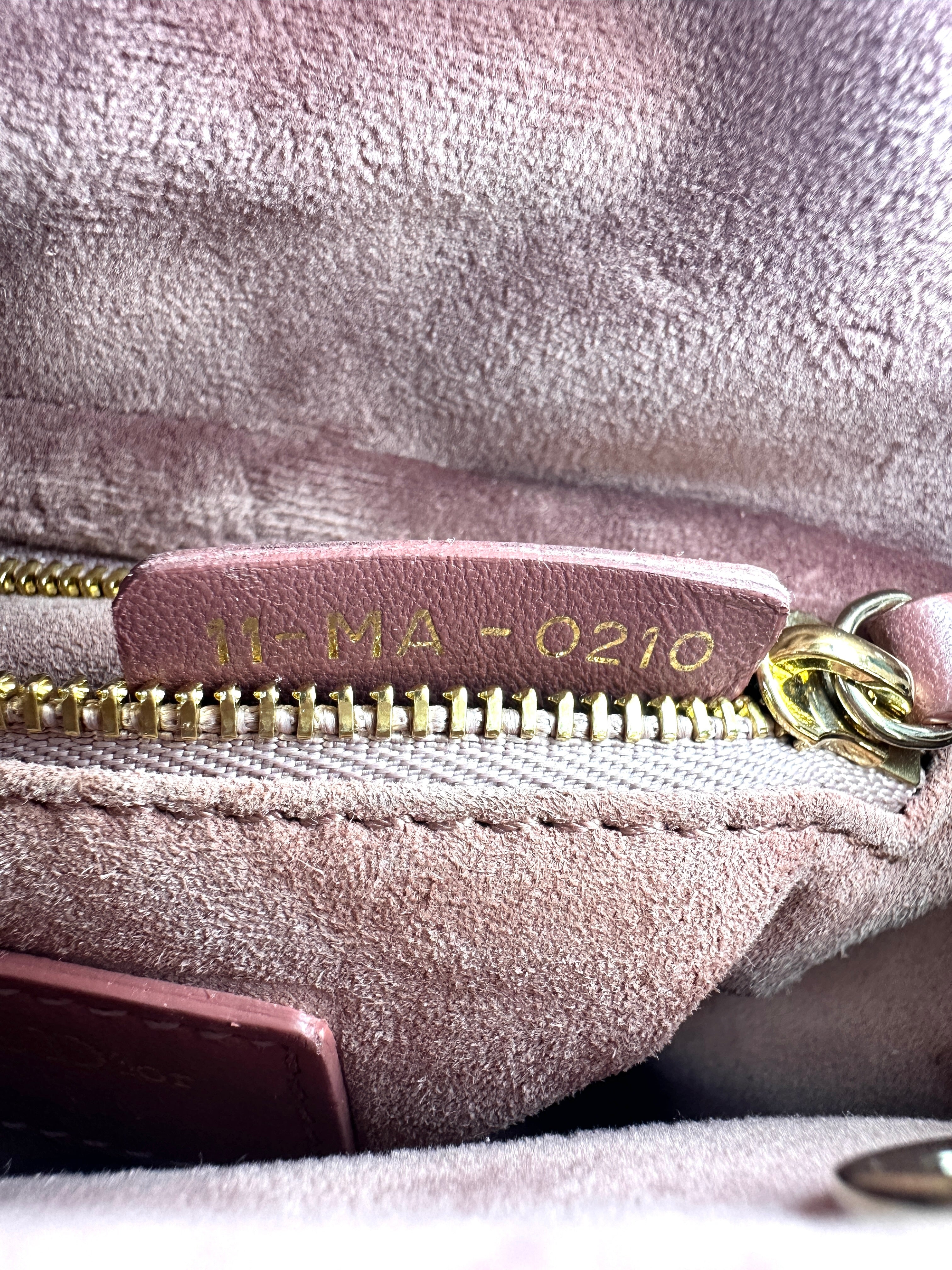 Christian Dior Pink Velvet Lady Dior Chain Shoulder Handle Bag